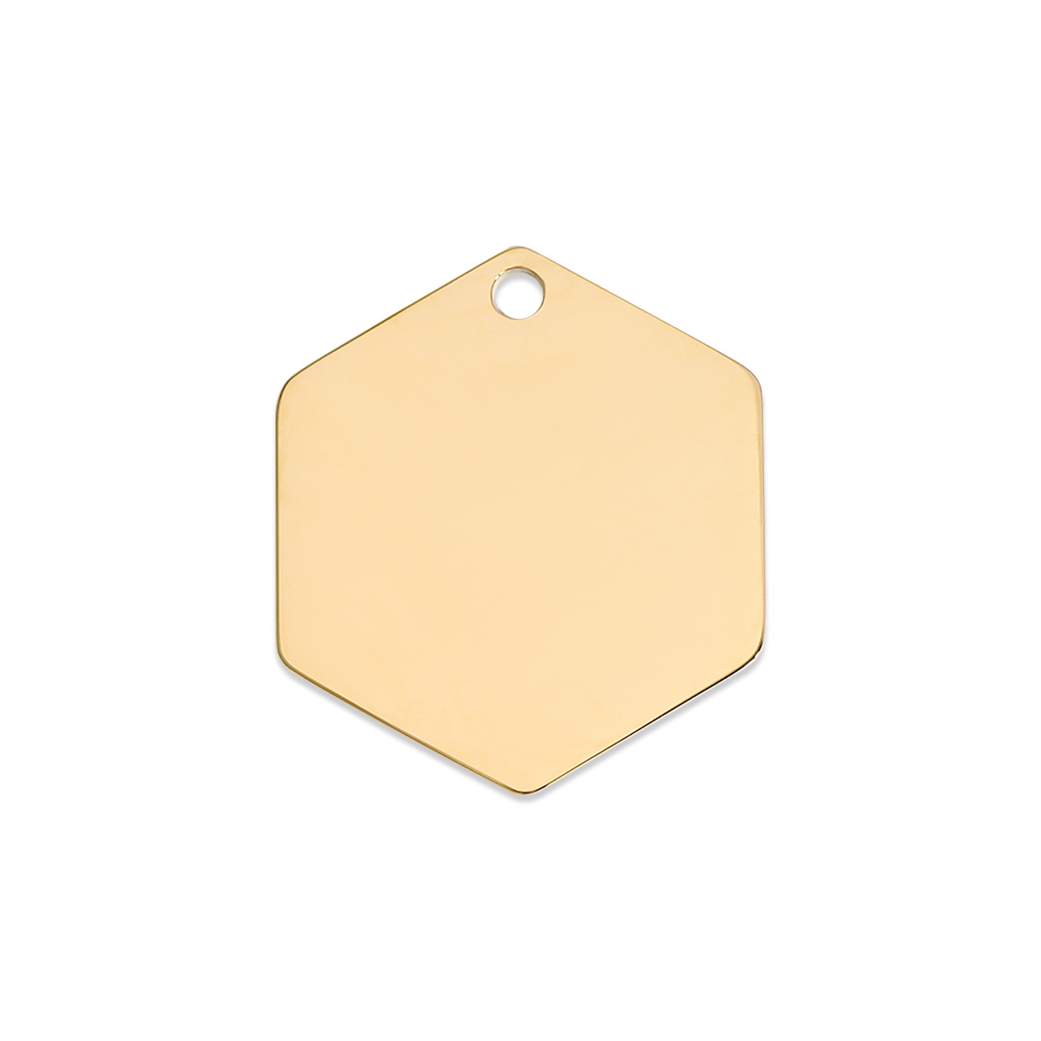 18K Gold PVD Stainless Steel Hexagon Pet Tag