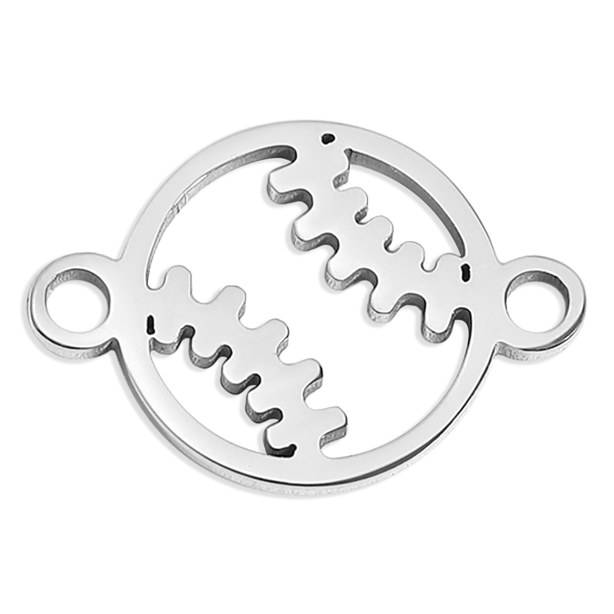 18K Gold PVD Stainless Steel Baseball Connector Charm