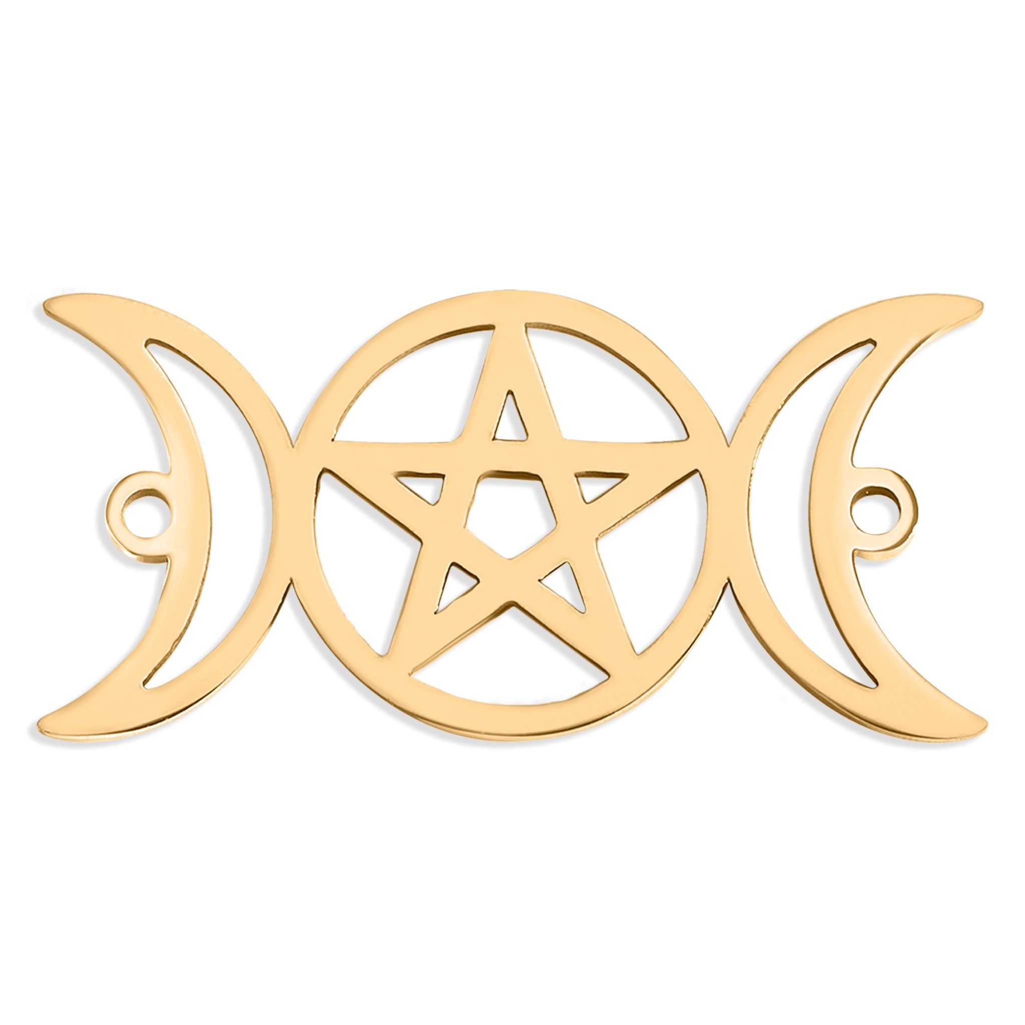 18K Gold Stainless Steel Triple Moon Goddess Connector Charm