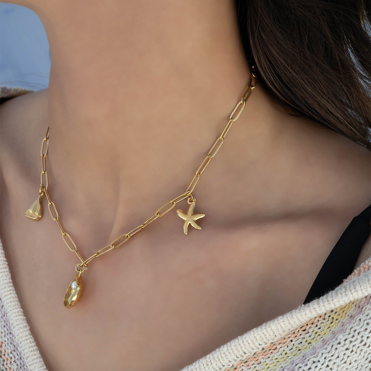 18K Gold PVD Stainless Steel Starfish Charm