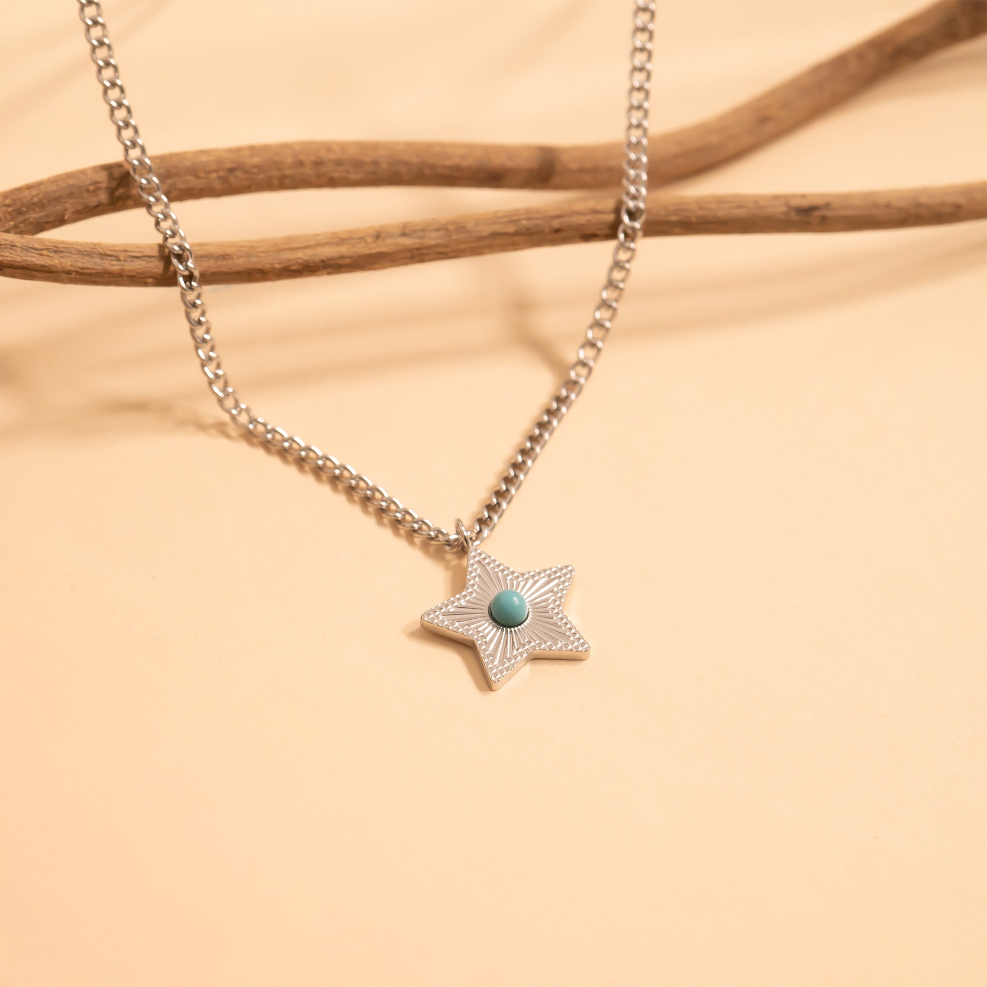 18K Gold PVD Stainless Steel Turquoise Star Charm