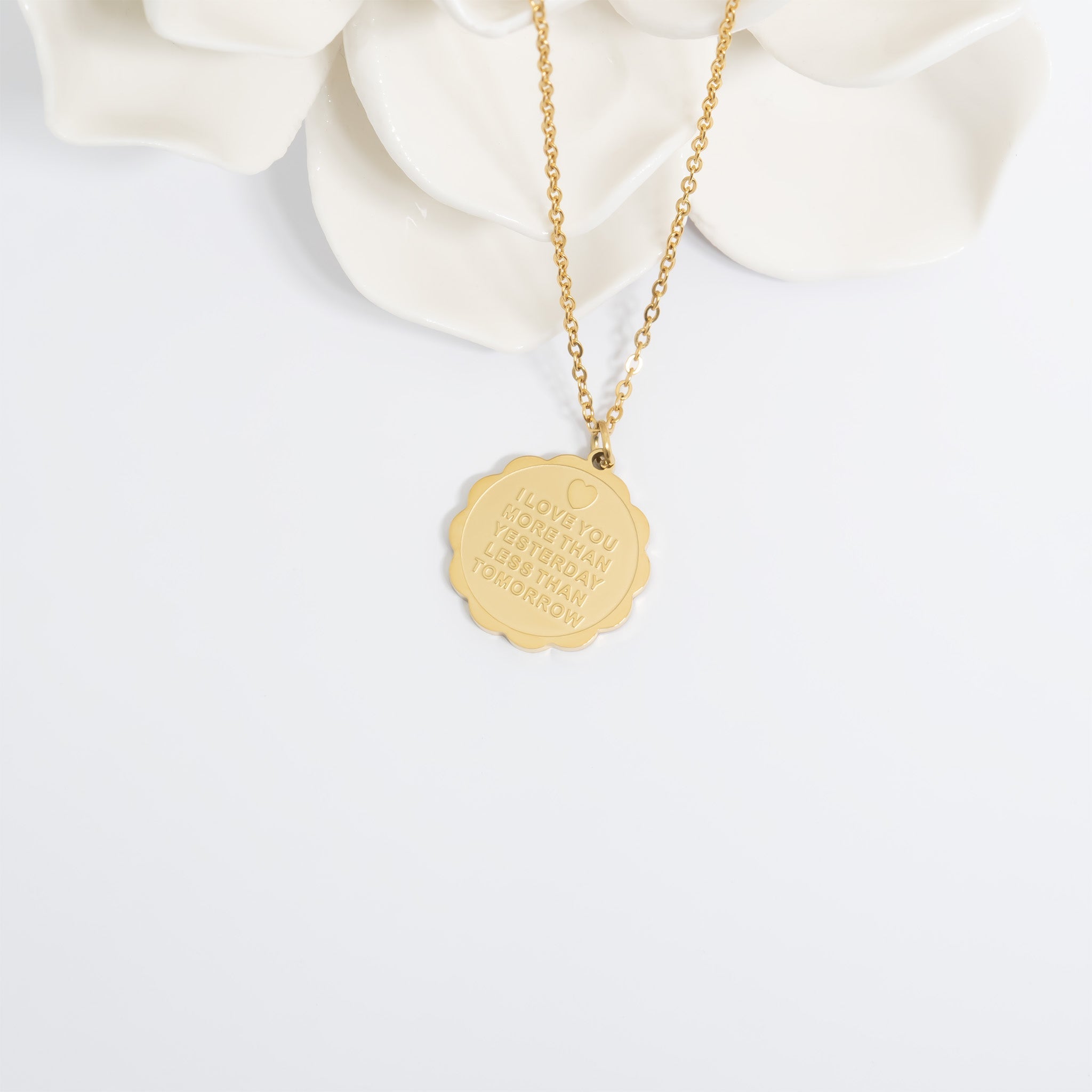 18K Gold PVD Stainless Steel I Love You More Charm
