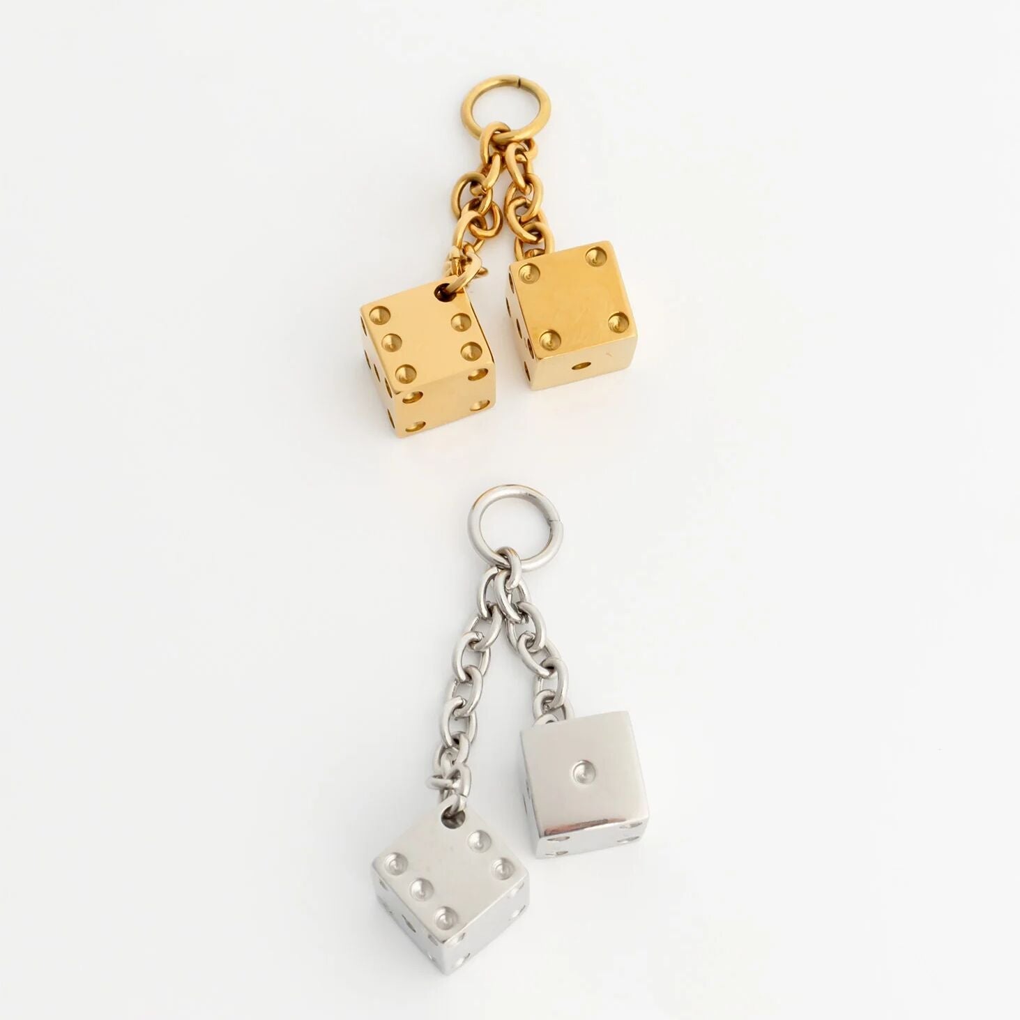18K Gold PVD Stainless Steel Dice Charm