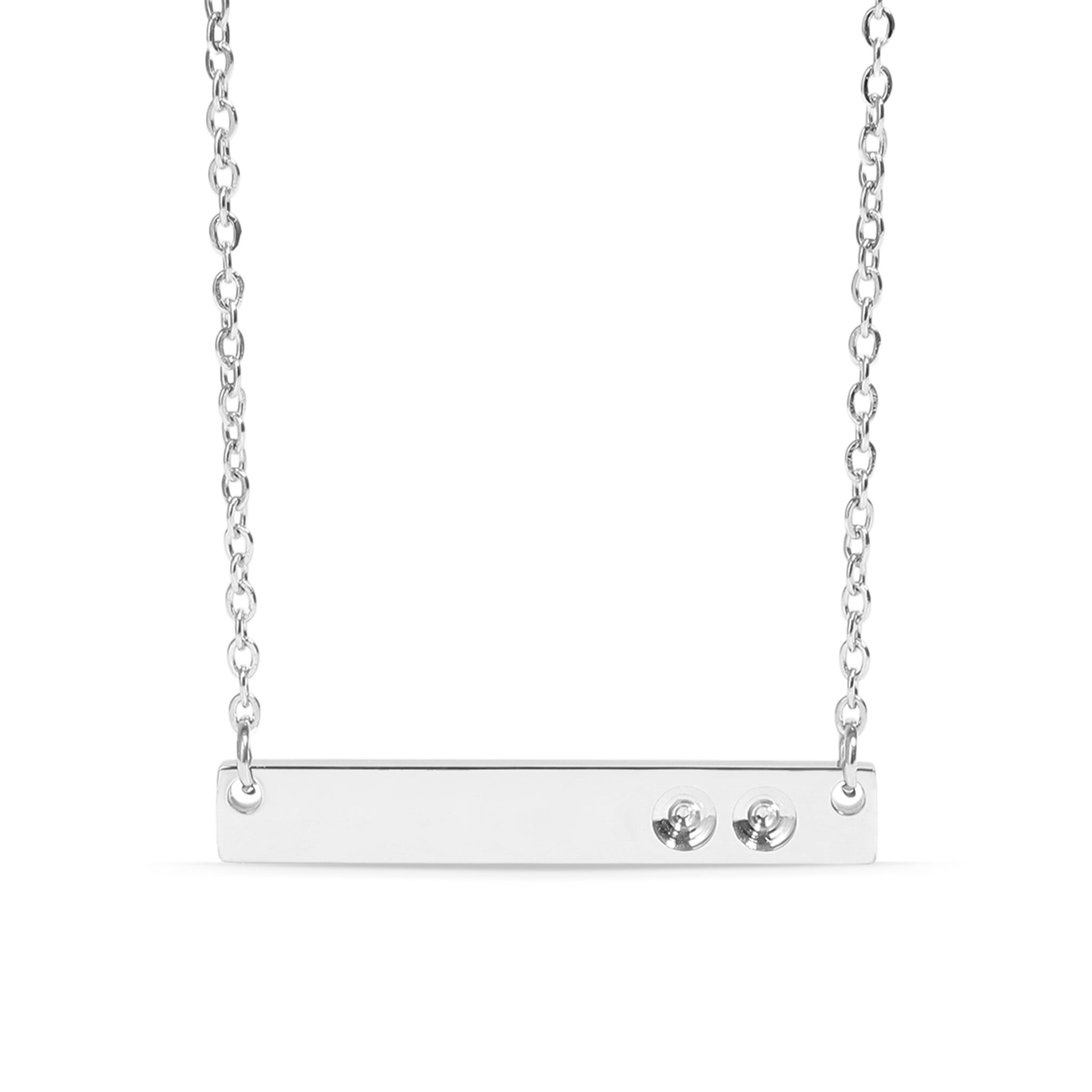 Polished Stainless Steel Horizontal Stampable Birthstone Bar Necklace