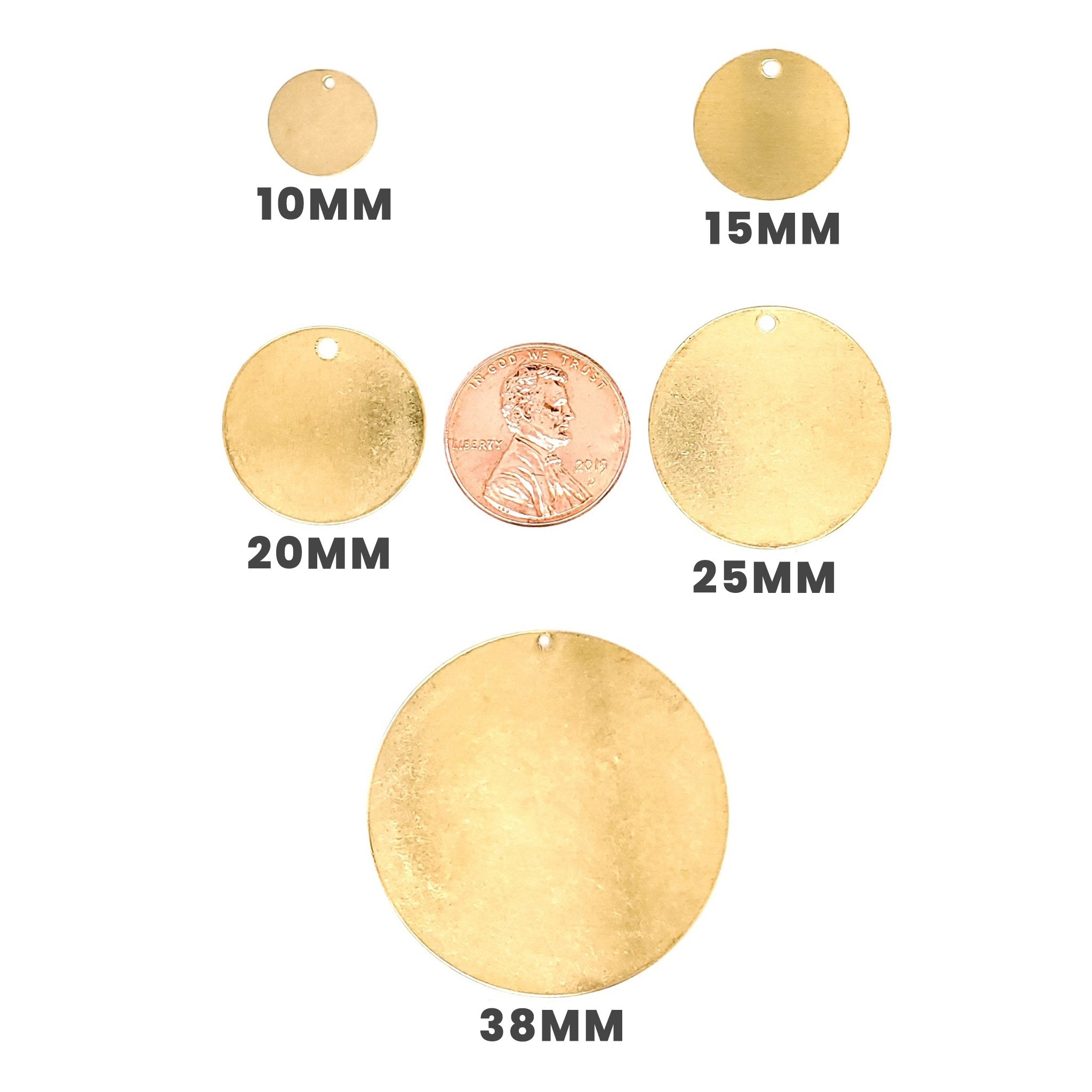 Brass Blank Round Disc Pendant With Hole