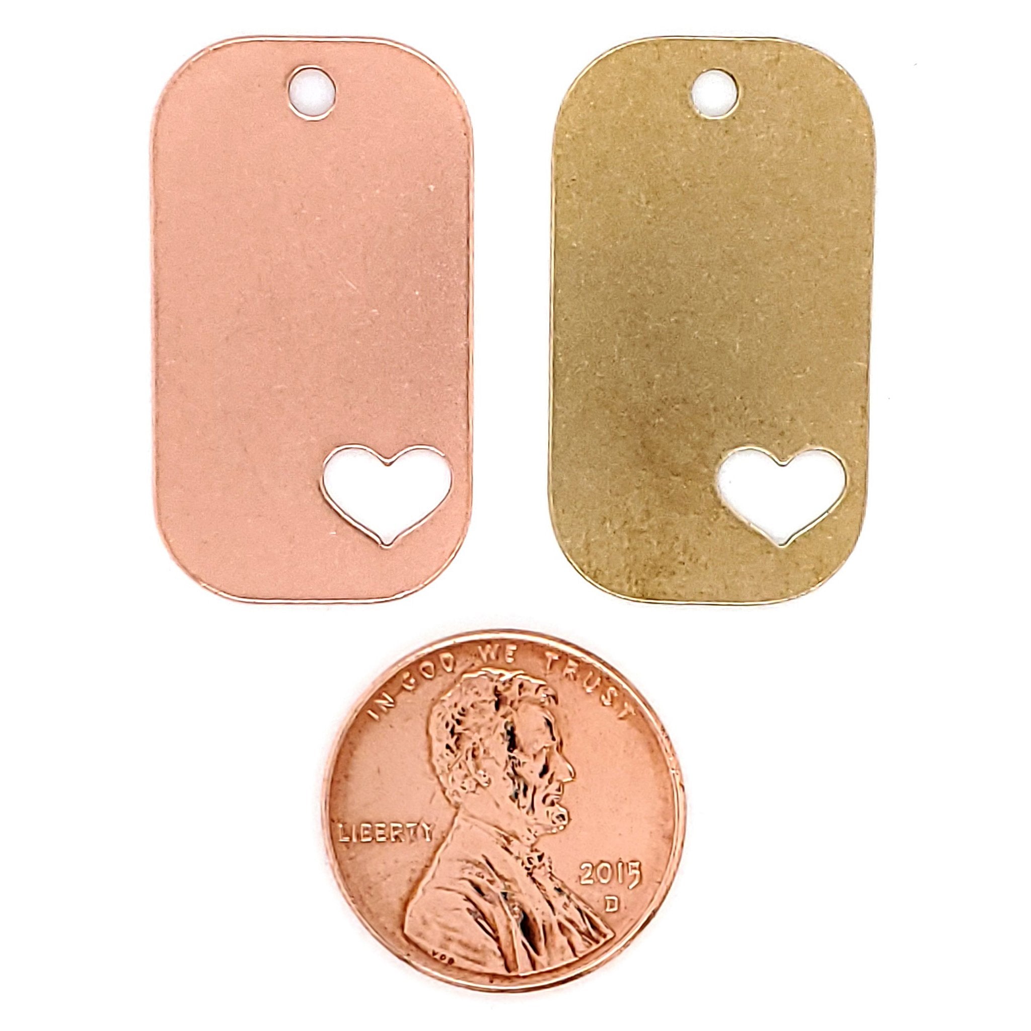 Brass Blank Heart Cutout Dog Tag Pendant