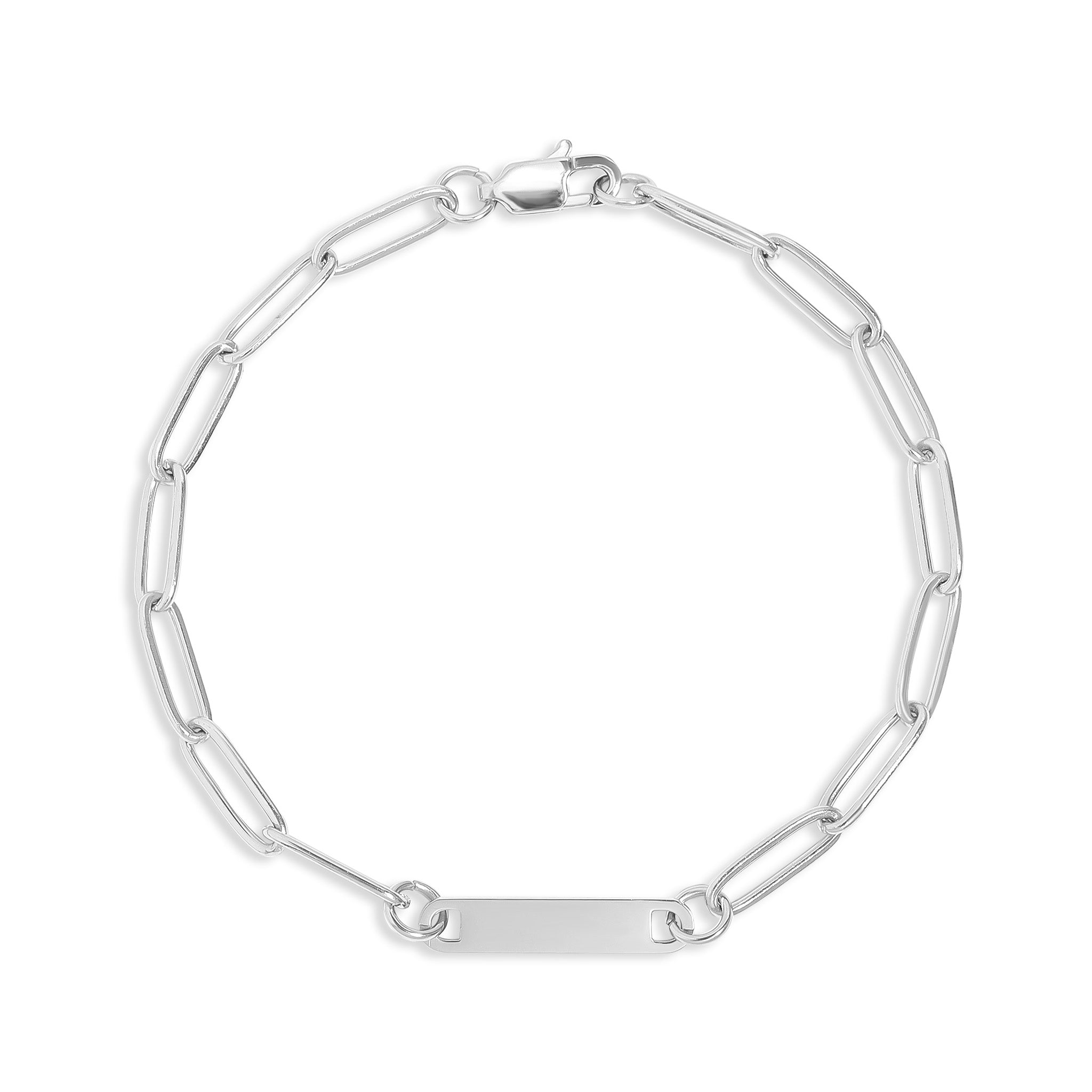 18K Gold PVD Stainless Steel Engravable Paperclip Bar Bracelet