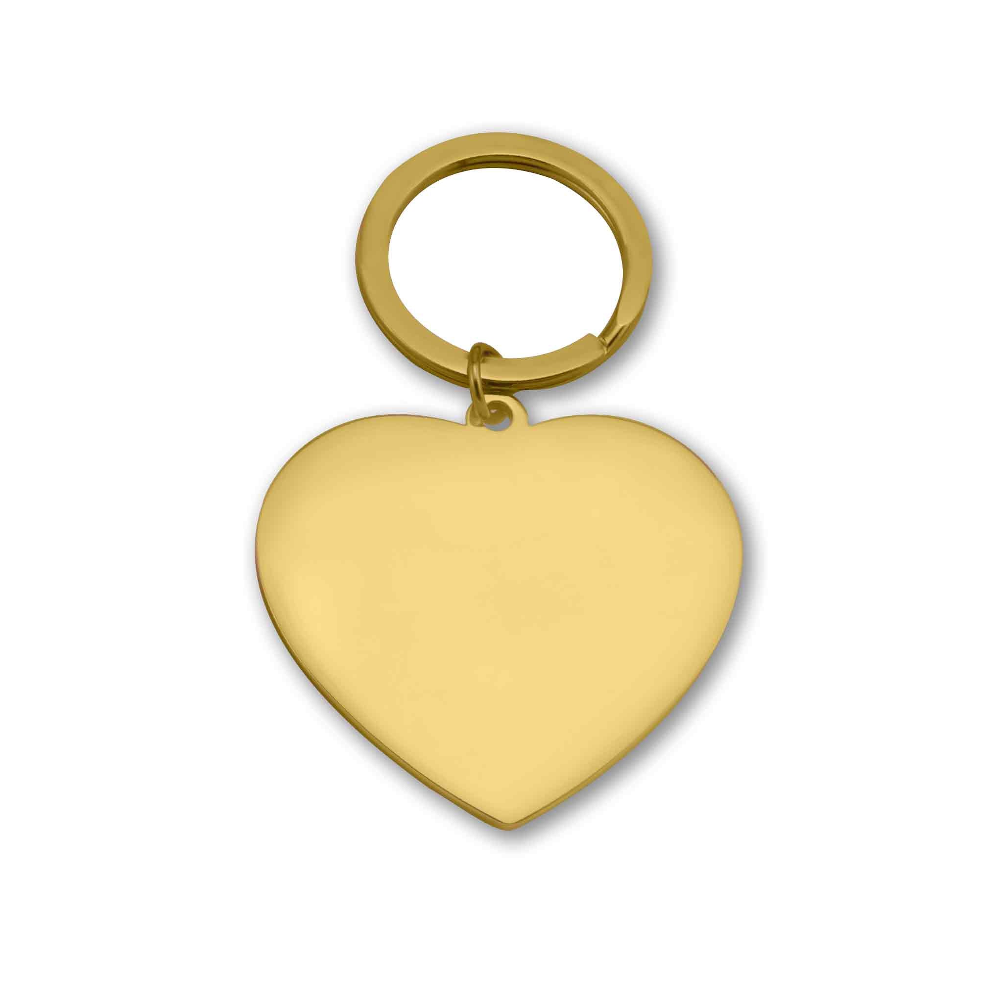 18K Gold PVD Stainless Steel Engravable Heart Keychain