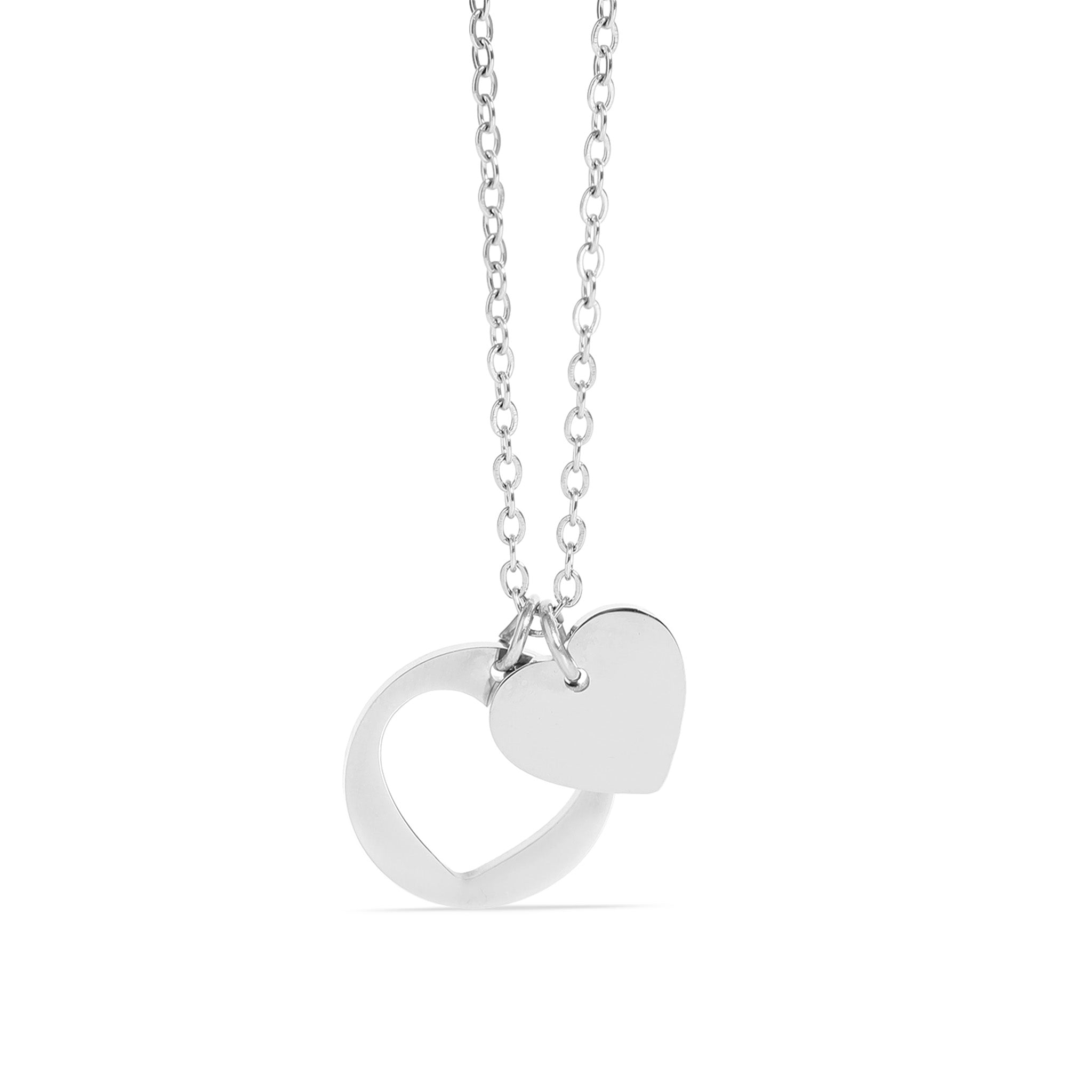 18K Gold PVD Stainless Steel Heart Cutout Necklace with 2" Extension