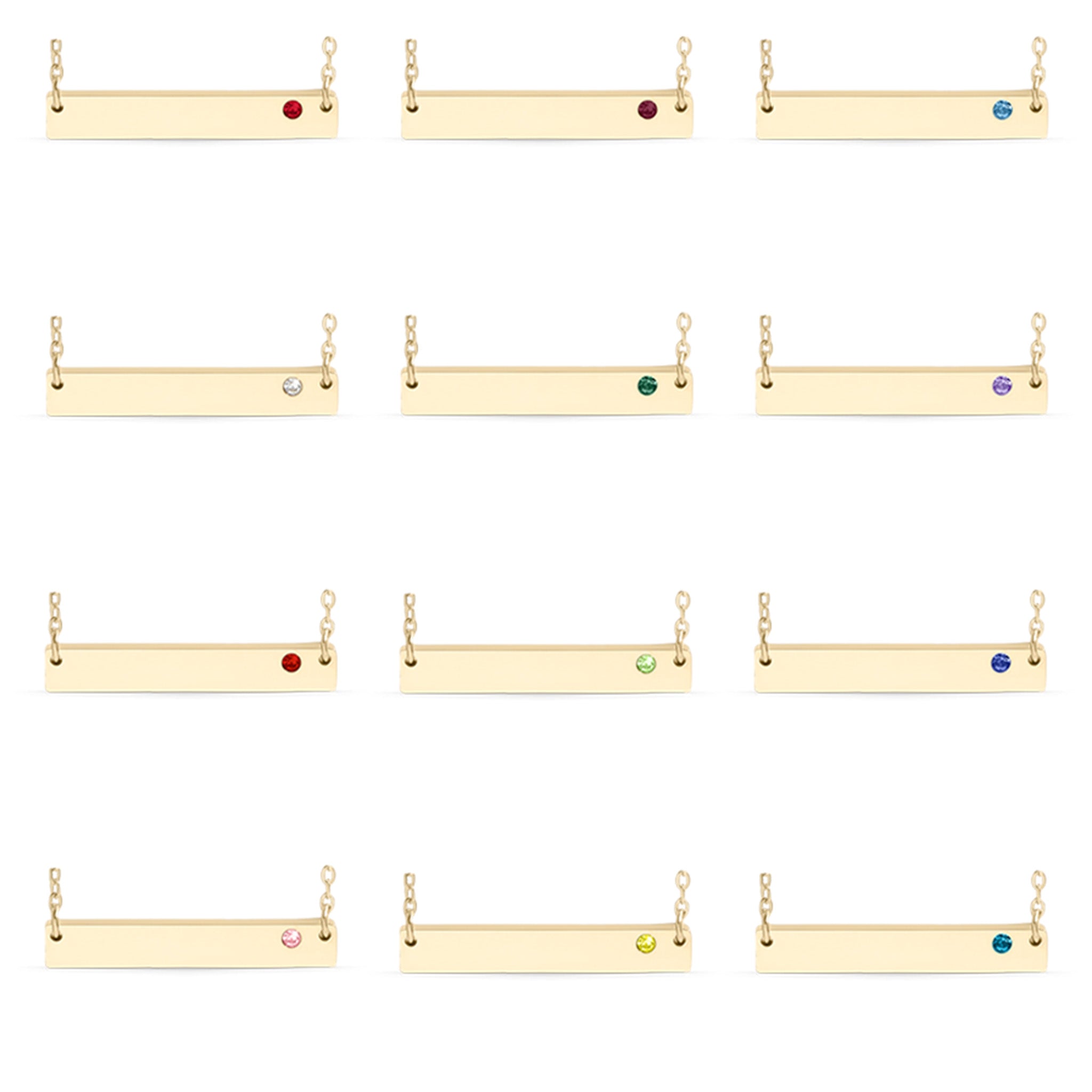 18K Gold PVD Stainless Steel Bar Birthstone Necklace