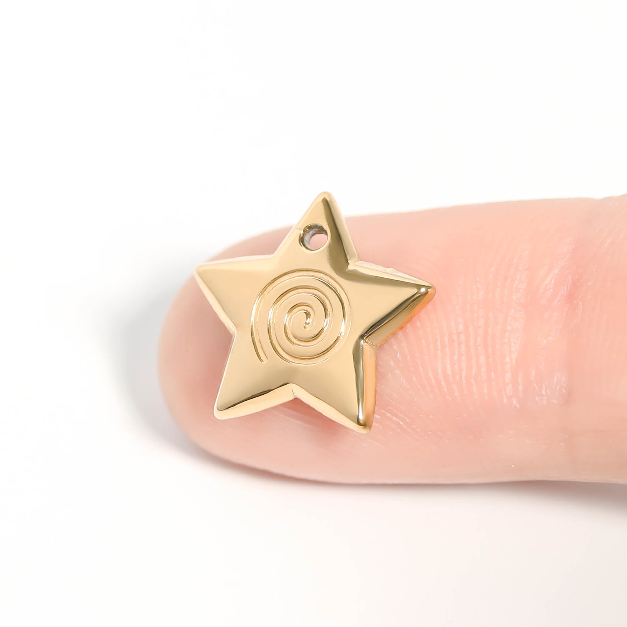18K Gold PVD Stainless Steel Puffy Star Charm