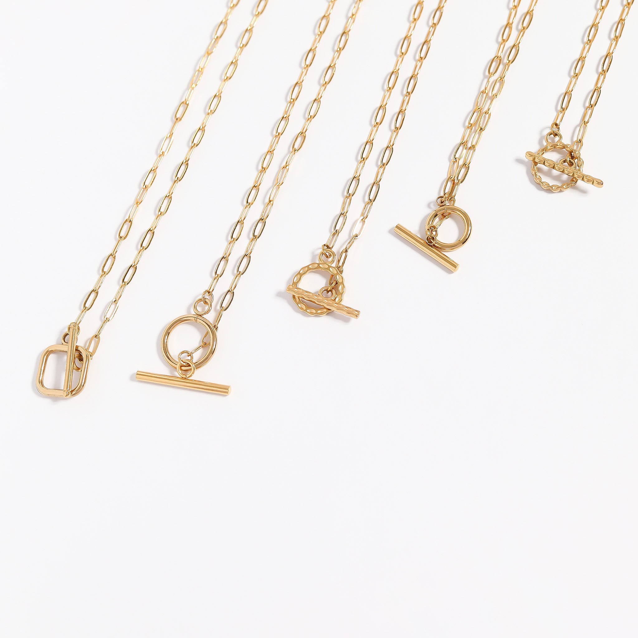18K Gold PVD Stainless Steel Textured Circle Toggle Clasp