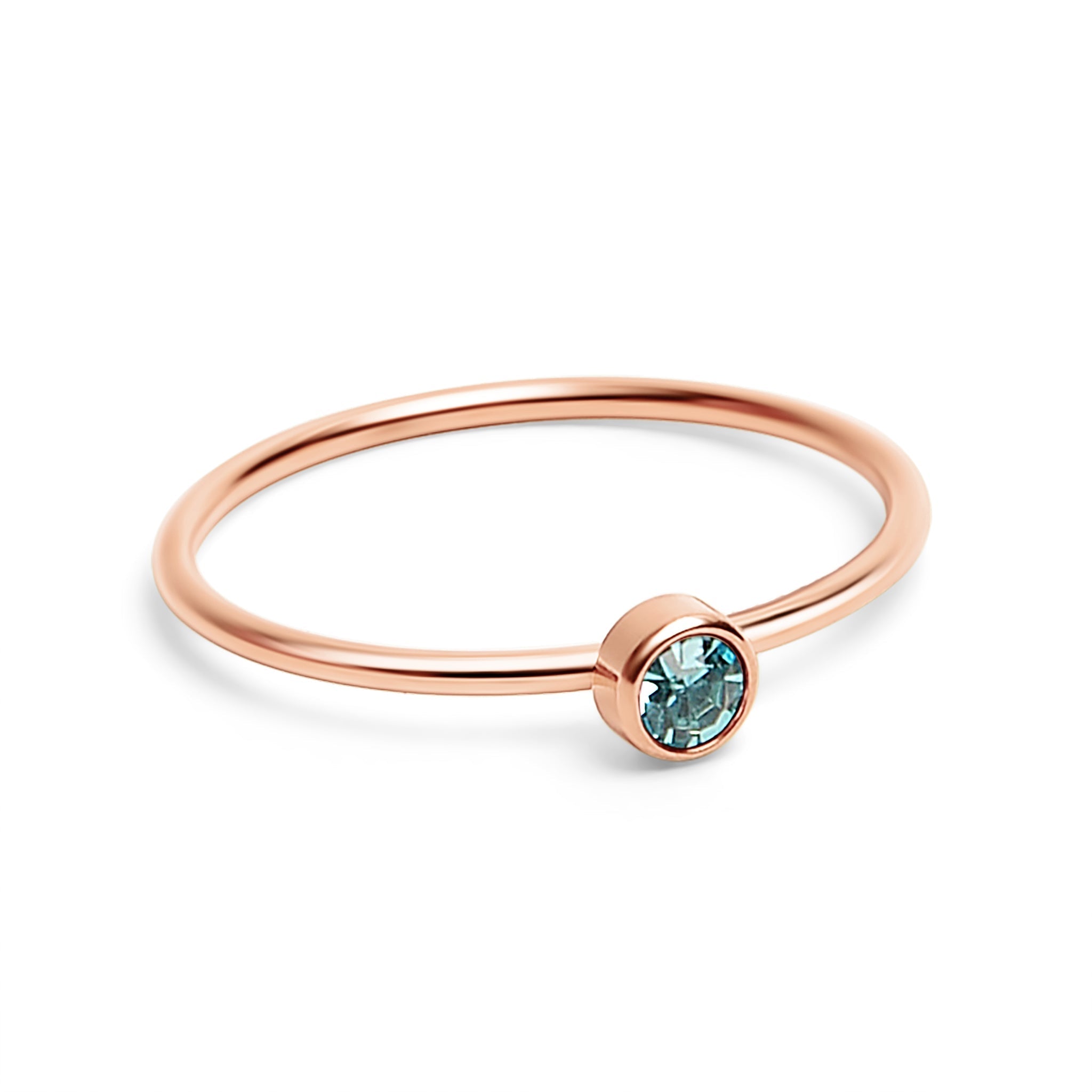 18K Rose Gold PVD Stainless Steel Birthstone Stacking Ring Size 3
