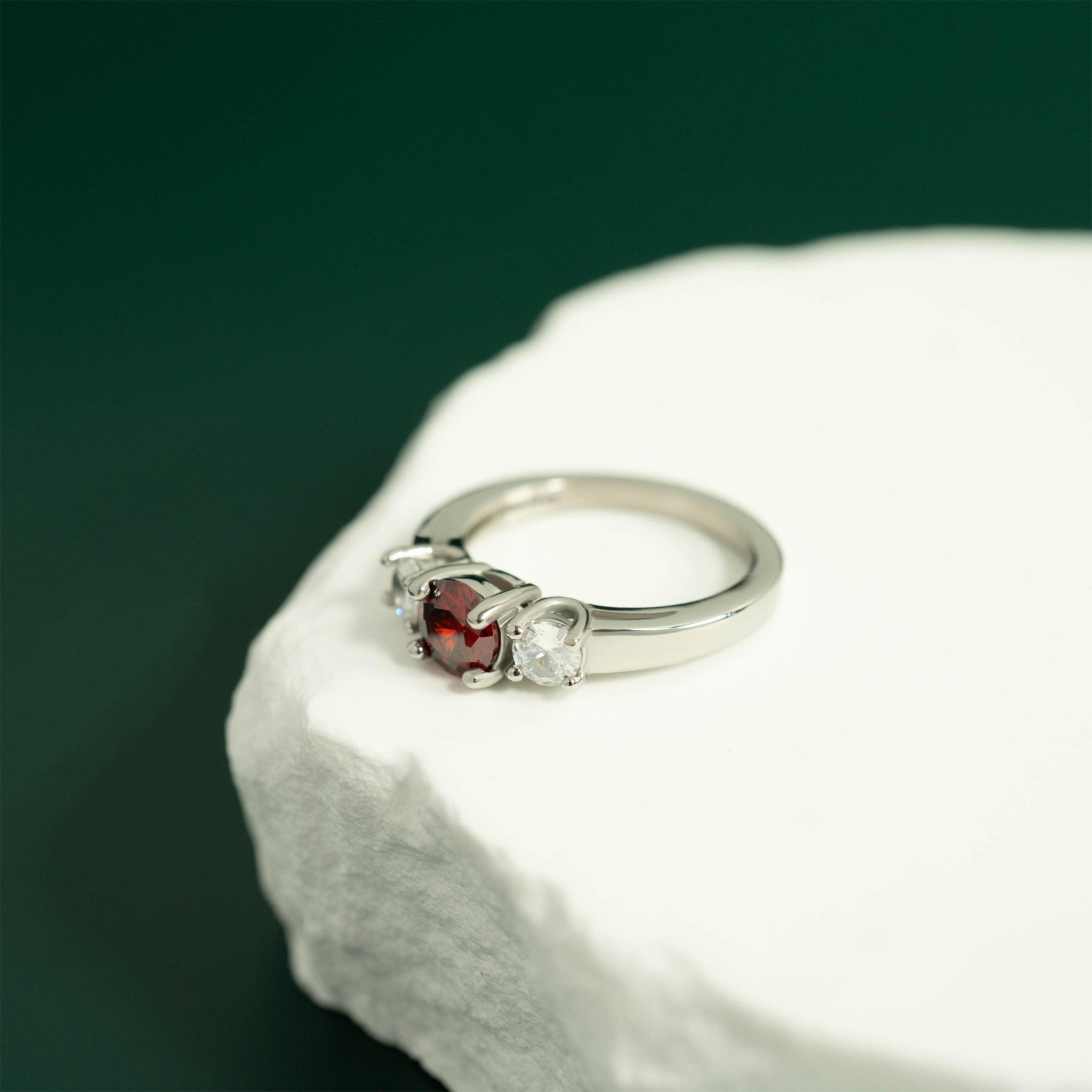Stainless Steel CZ Accent Birthstone Ring