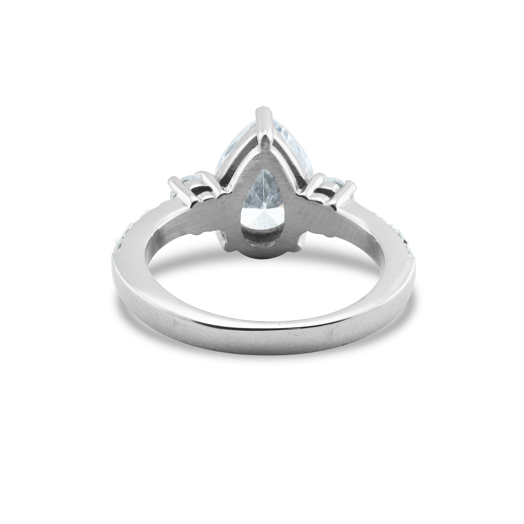 Stainless Steel CZ Teardrop Statement Ring