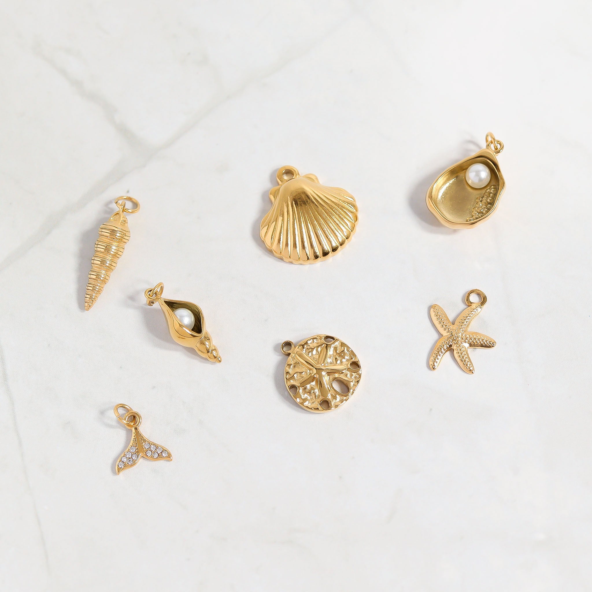18K Gold PVD Stainless Steel Sand Dollar Charm