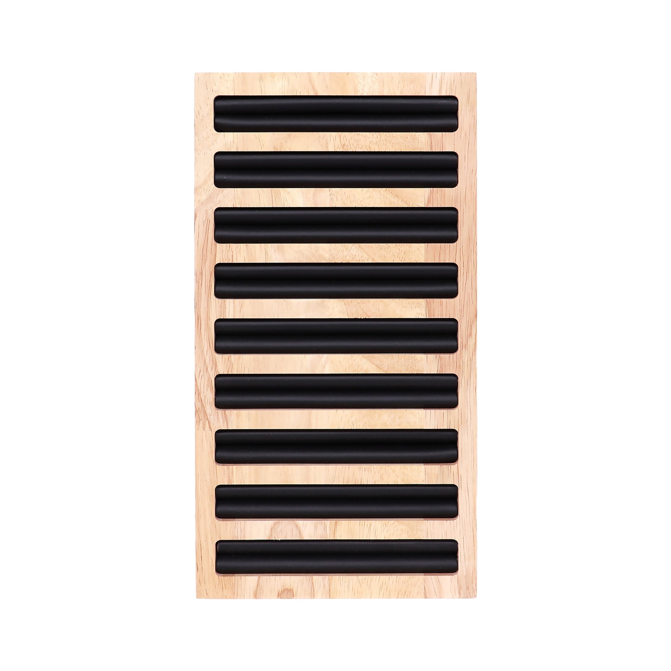 Natural Wood & Leather Slotted Ring Display
