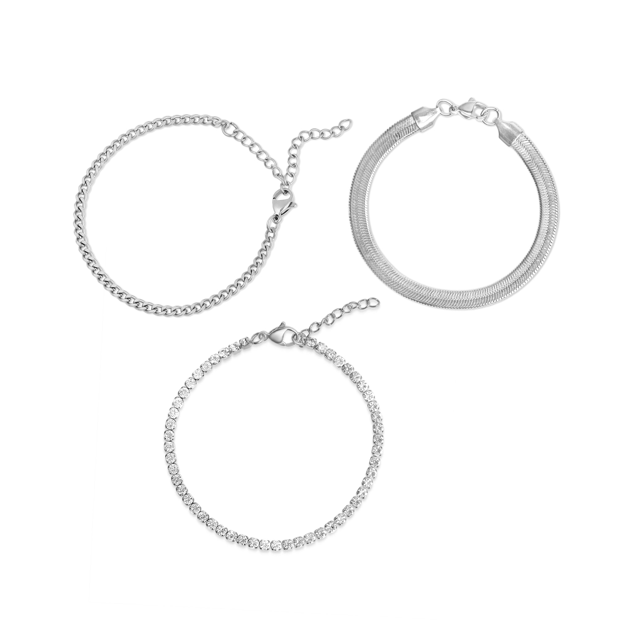 25 pc Stainless Steel Women's Layered Bracelet Set