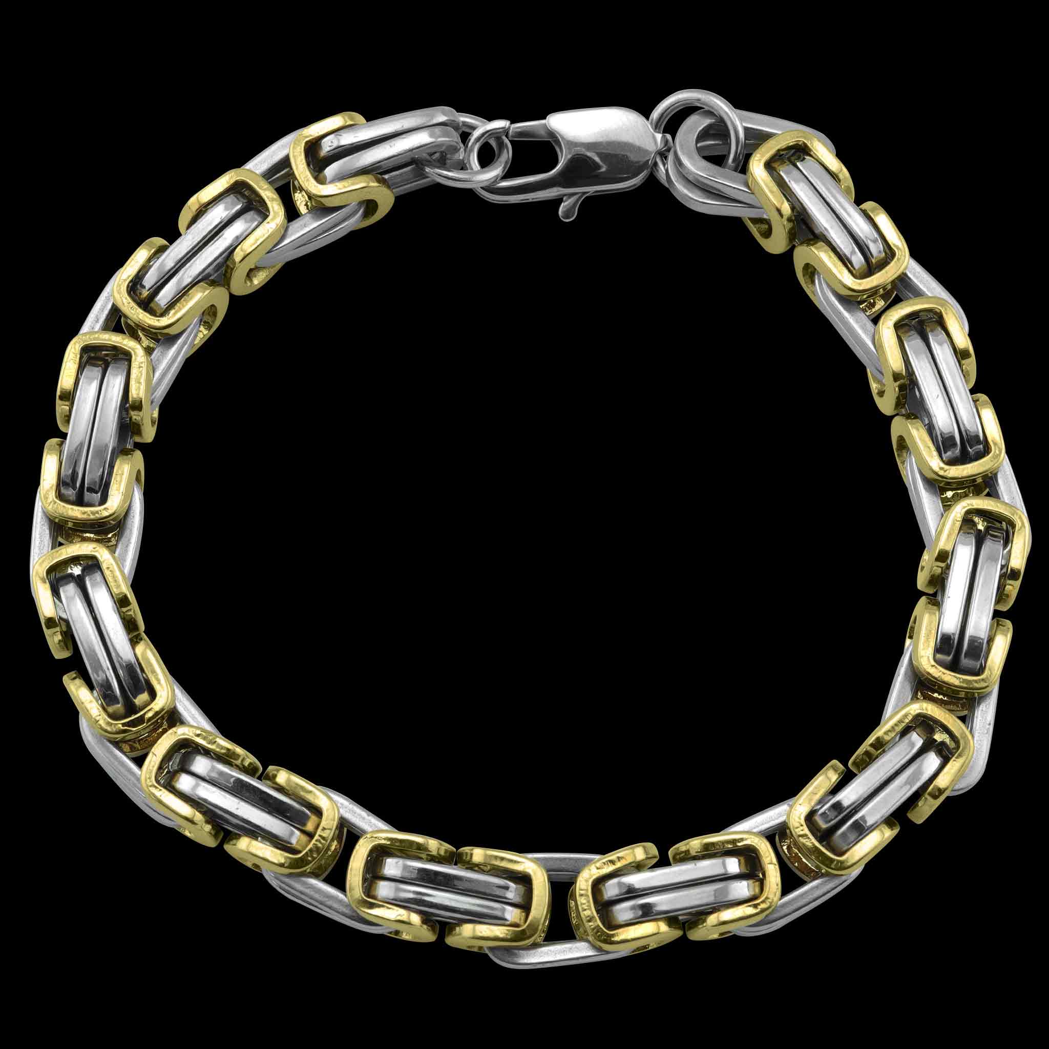 18K Gold PVD Stainless Steel Byzantine Chain Bracelet