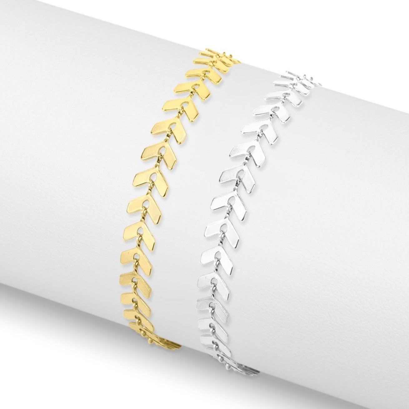18K Gold PVD Stainless Steel Chevron Bracelet or Anklet