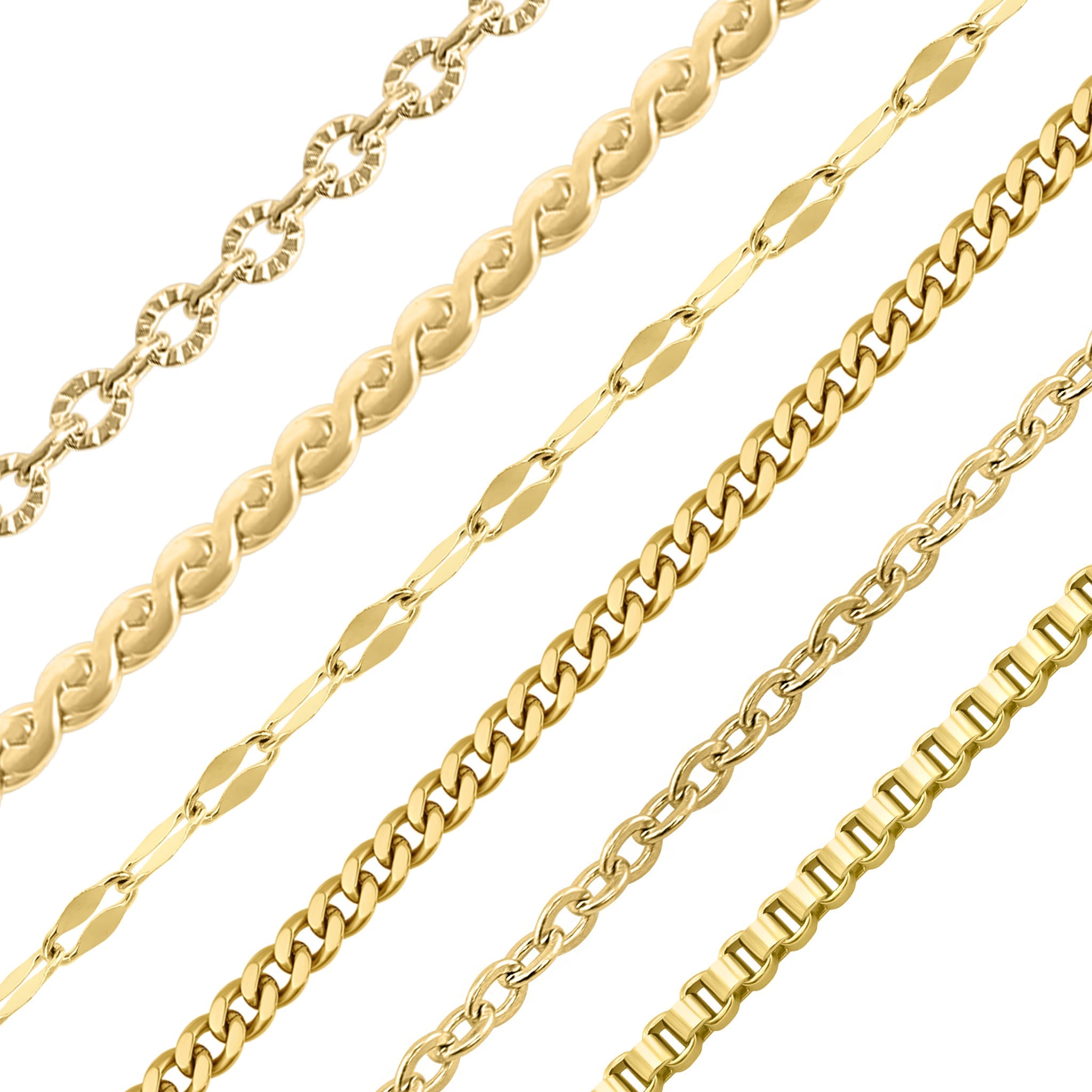 "Dainty" 18K Gold PVD Assorted Chain Necklace Set