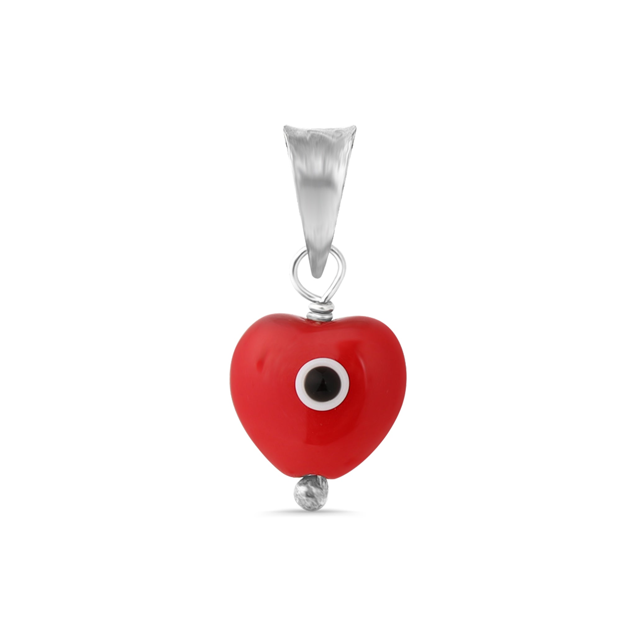 Sterling Silver Heart Red Evil Eye Pendant