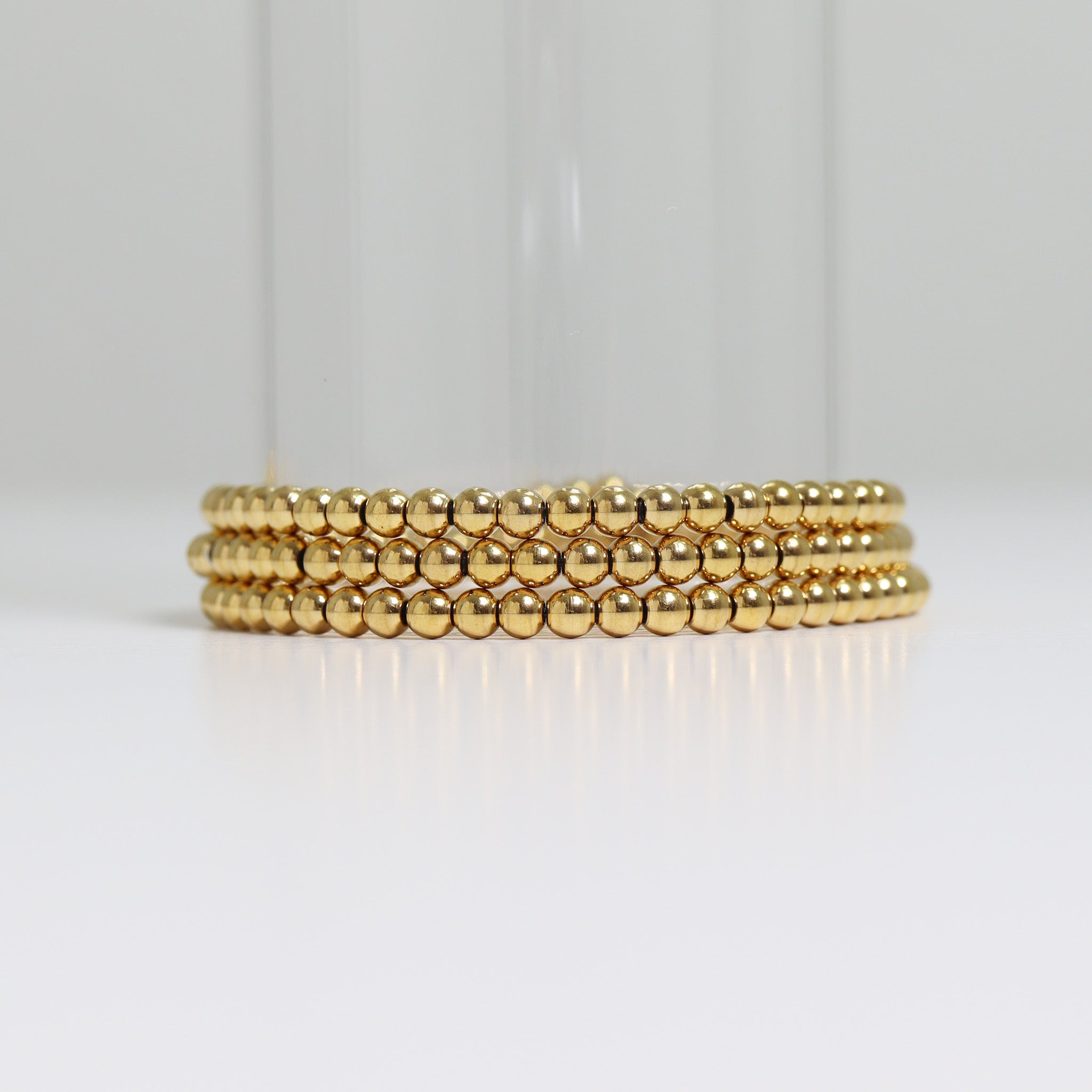 18K Gold PVD Stainless Steel Beaded Stretch Bracelet