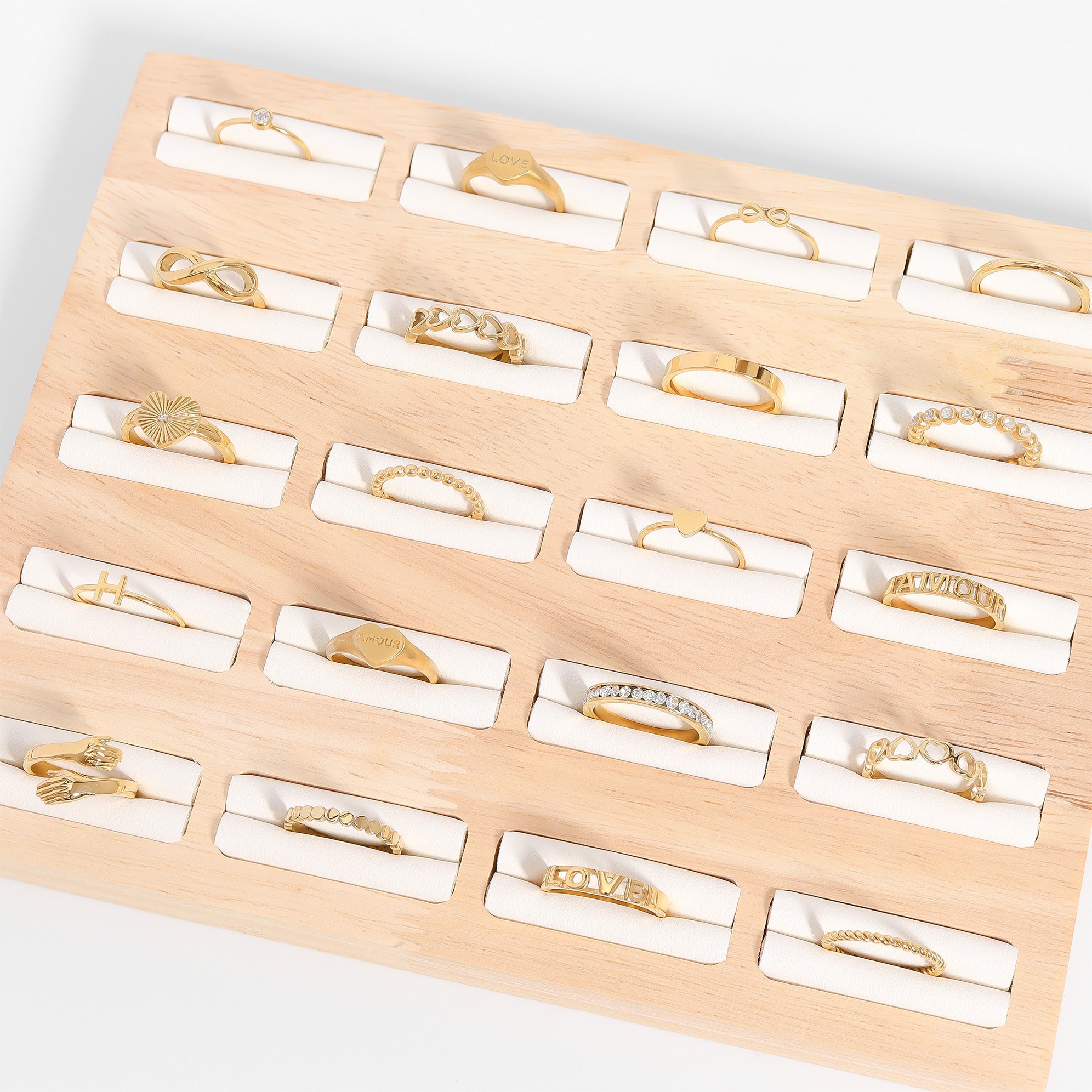 18K Gold PVD Stainless Steel Symbol Stacking Rings