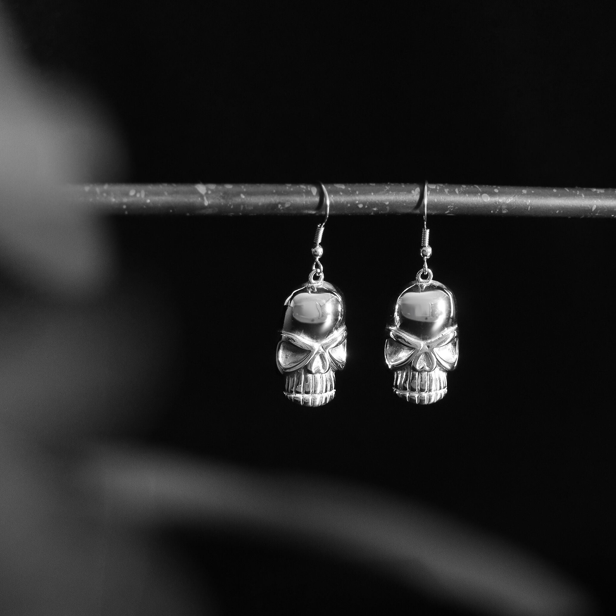 Stainless Steel Skull Wire Earrings
