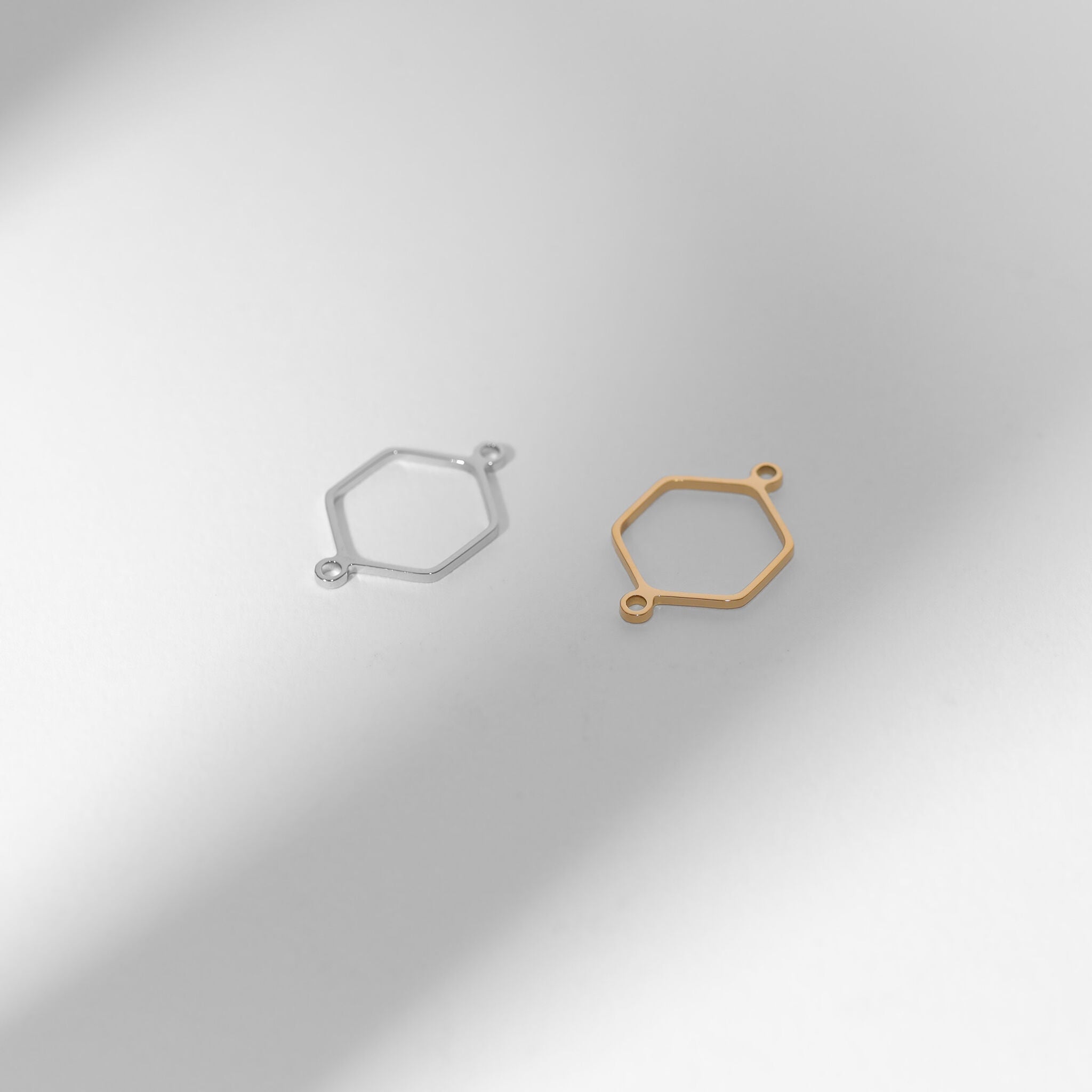 18K Gold PVD Stainless Steel Hexagon Connector Charms