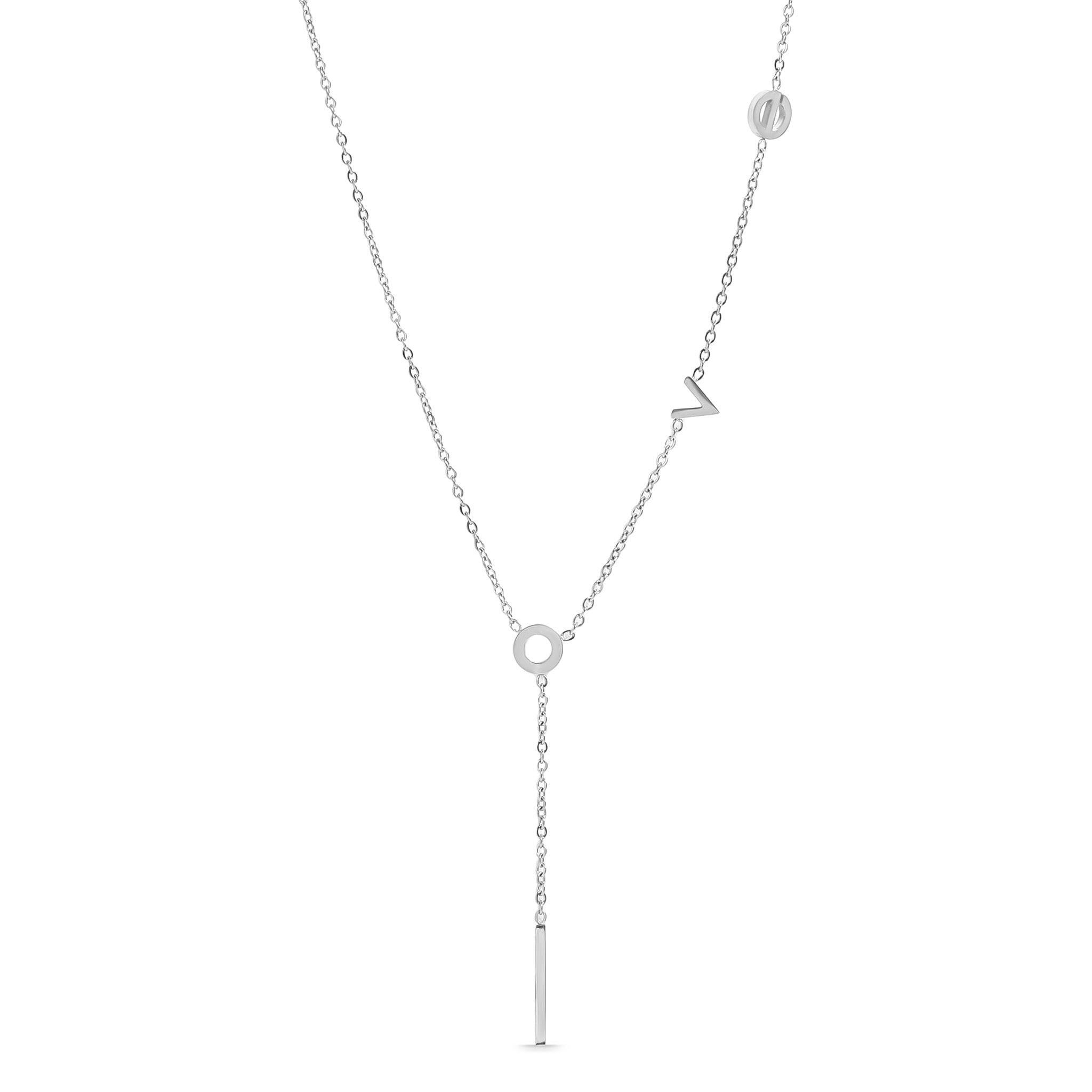 18K Gold PVD Stainless Steel LOVE Lariat Necklace