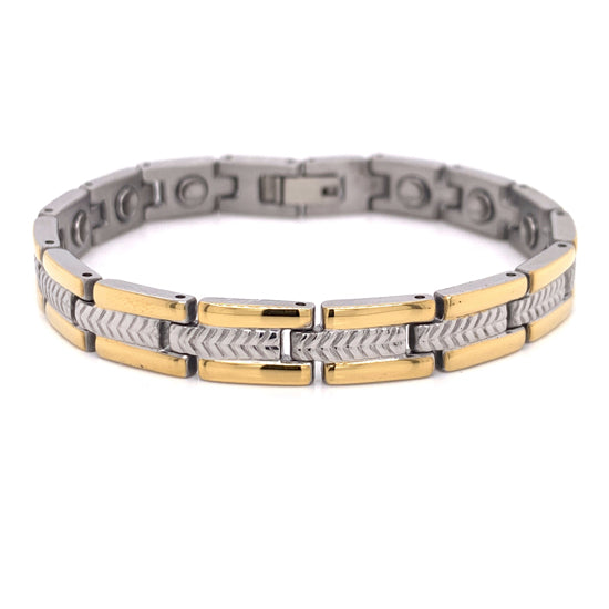 Stainless Steel And Gold PVD Coated Magnetic Bracelet