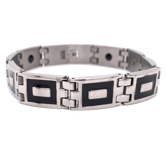 Black & Stainless Steel Magnetic Bracelet