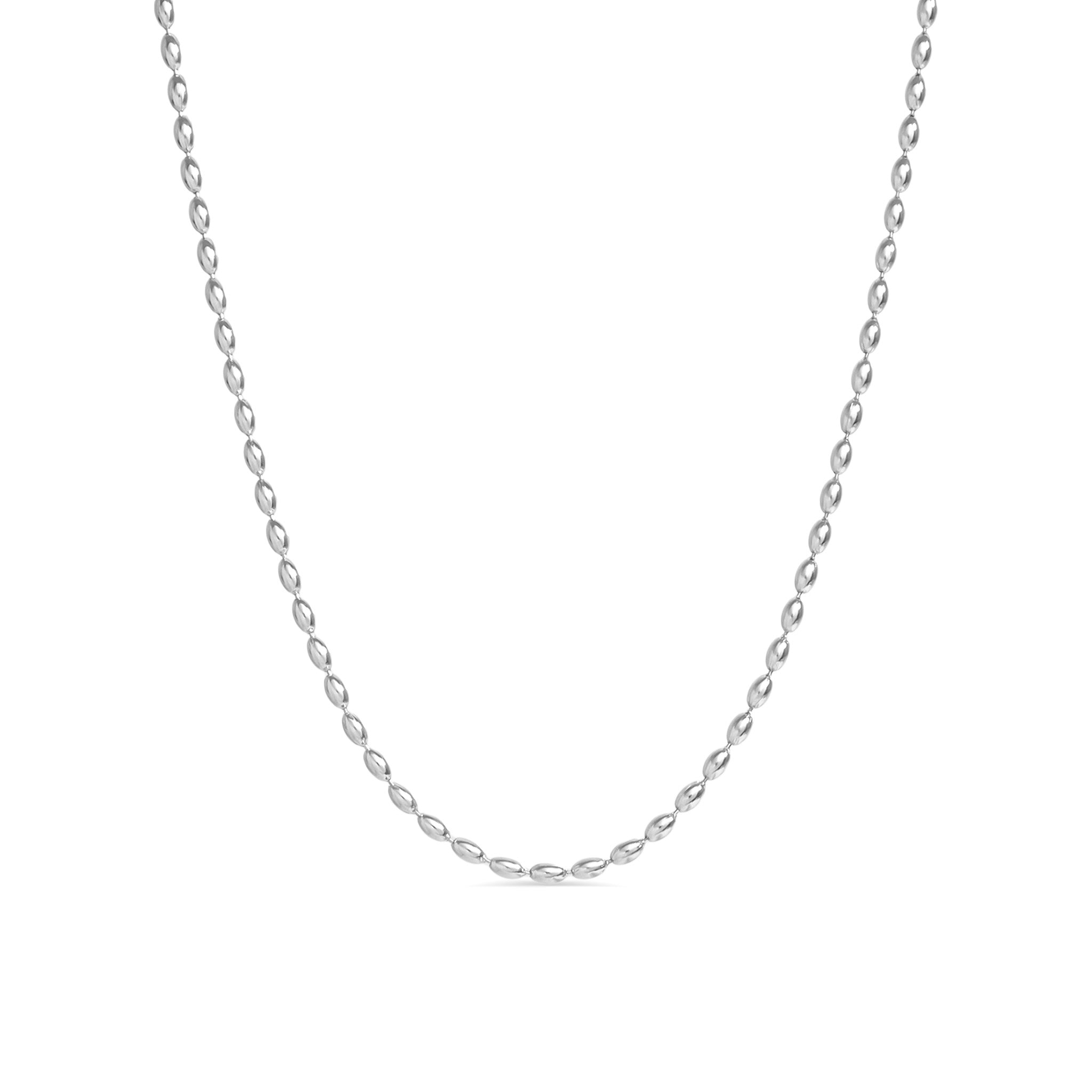 Oval Beaded Stainless Steel Necklace