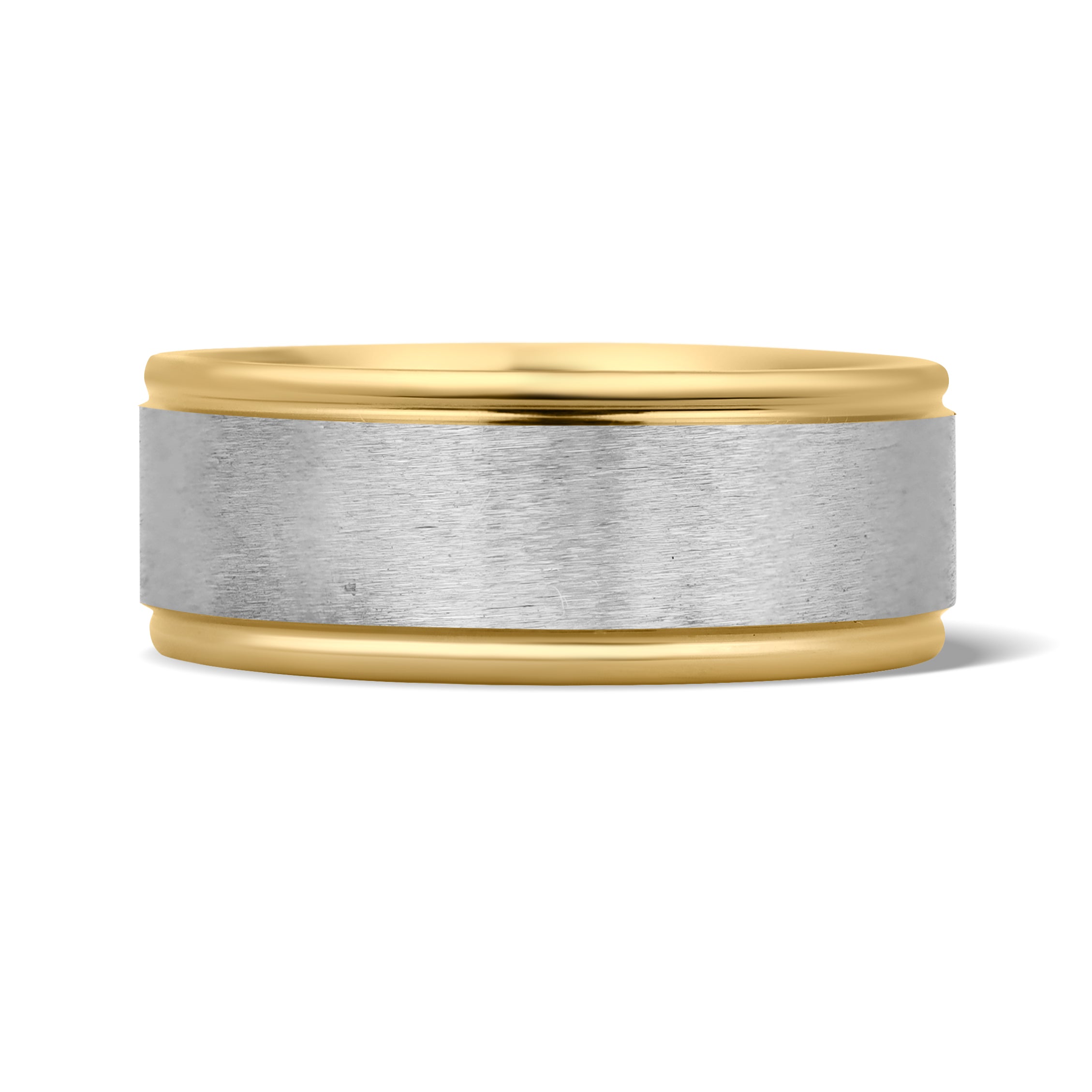 18K Gold PVD Stainless Steel Brushed Center Groove Edge Ring