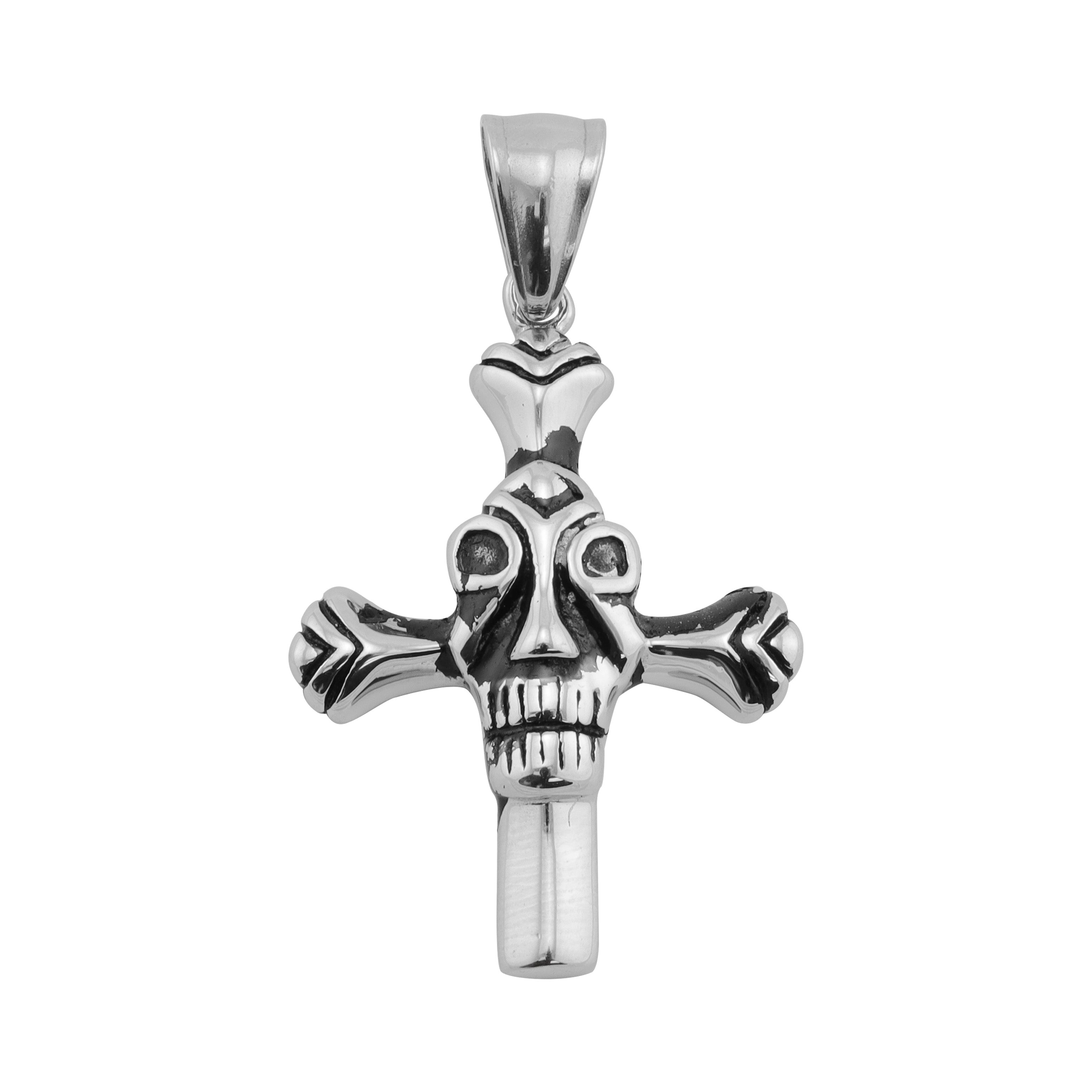 Stainless Steel Cross With Face Center Pendant