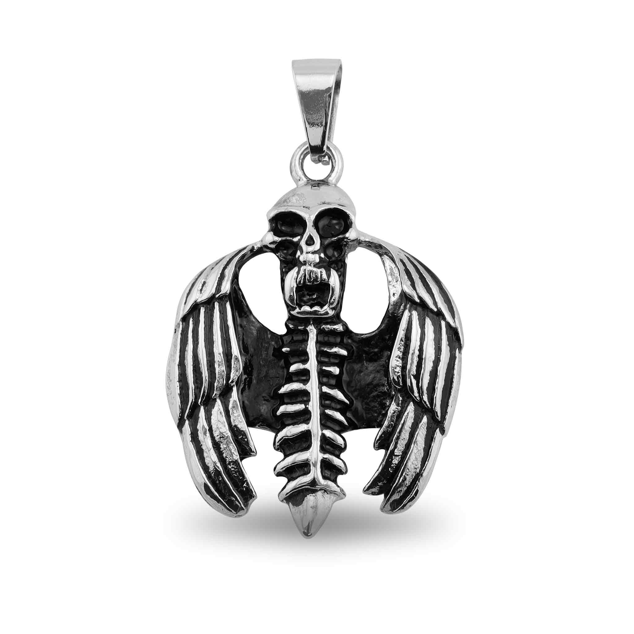 Stainless Steel Skeleton With Wings Pendant