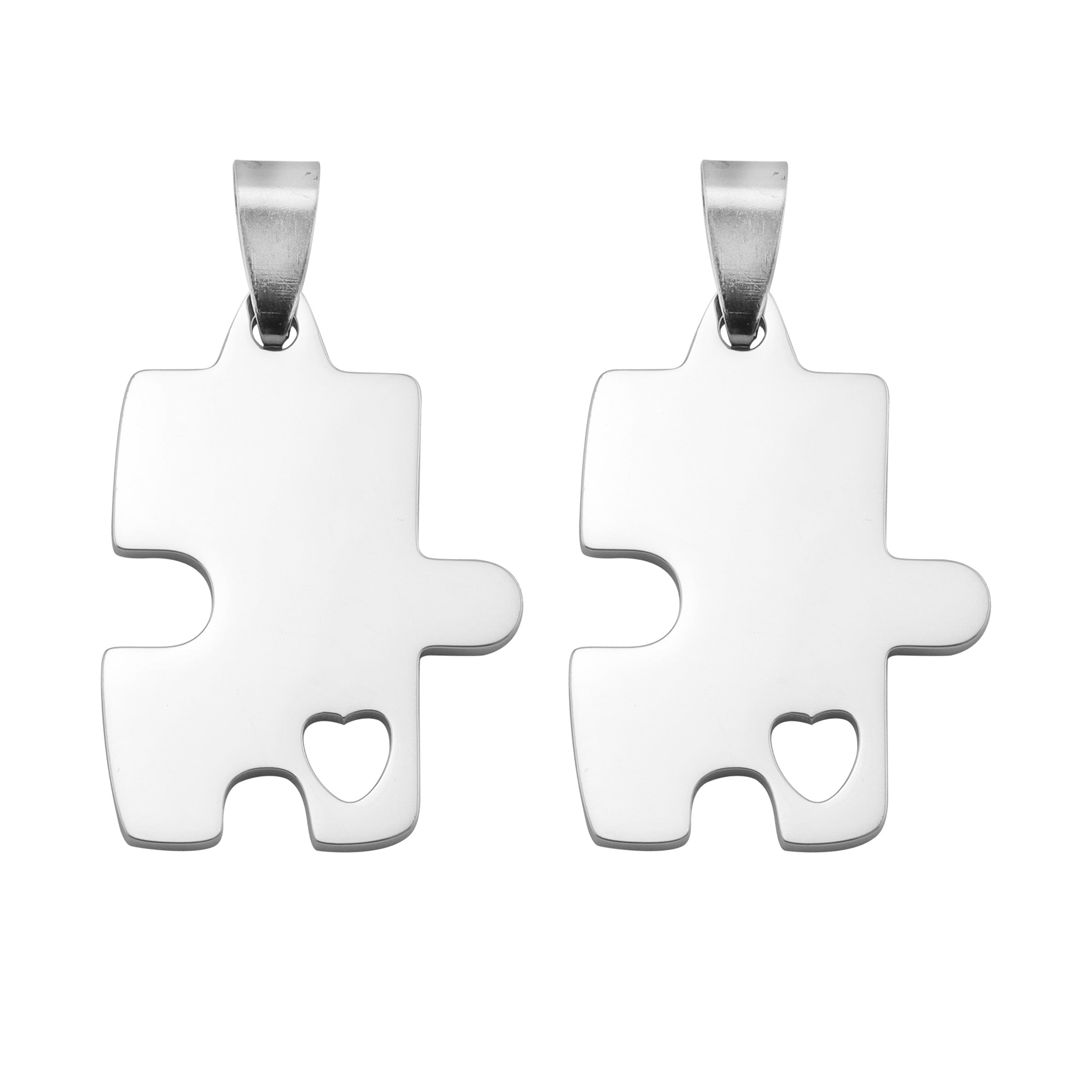 18K Gold PVD Stainless Steel Engravable 2 Piece Break Apart Puzzle Pendants