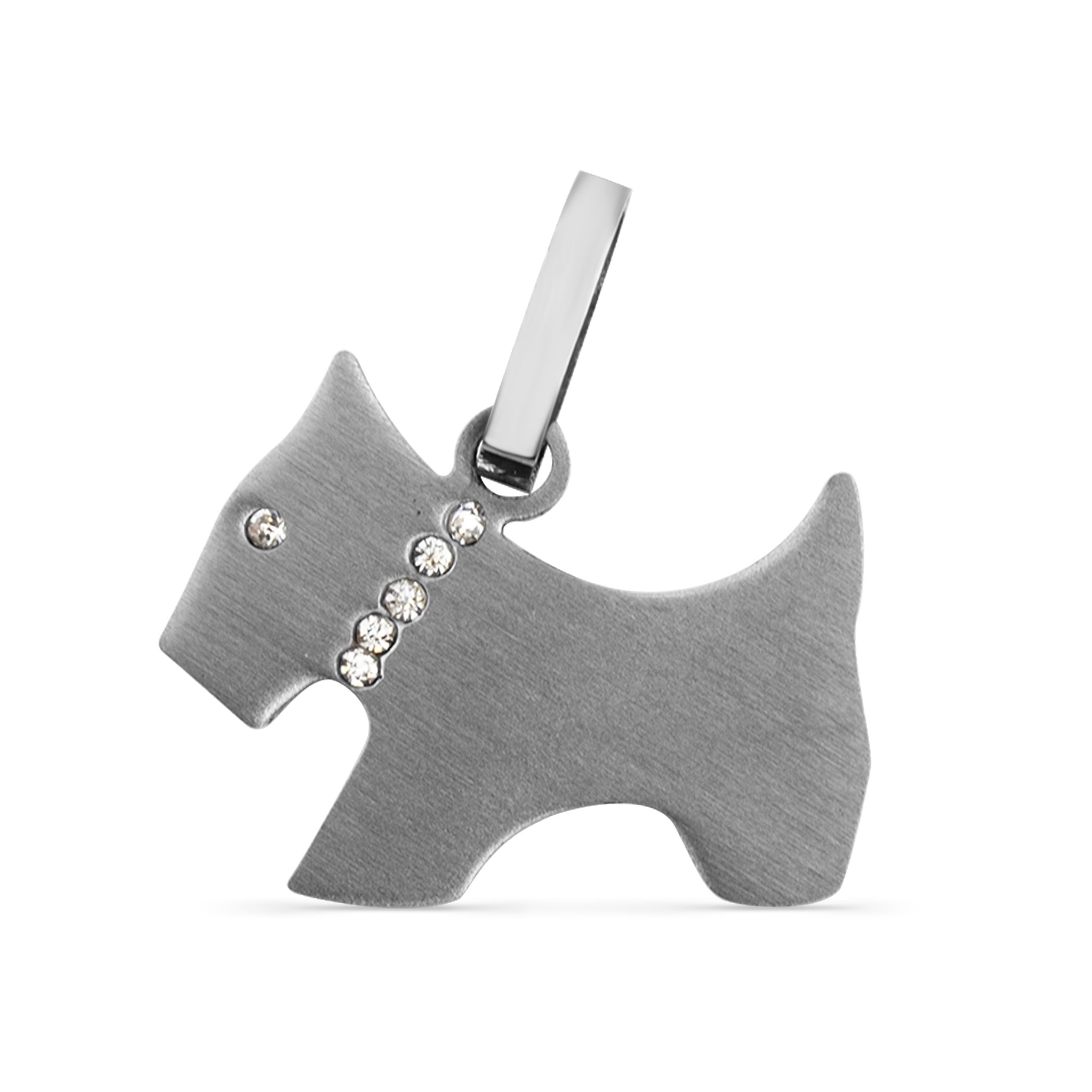 Stainless Steel Dog CZ Pendant