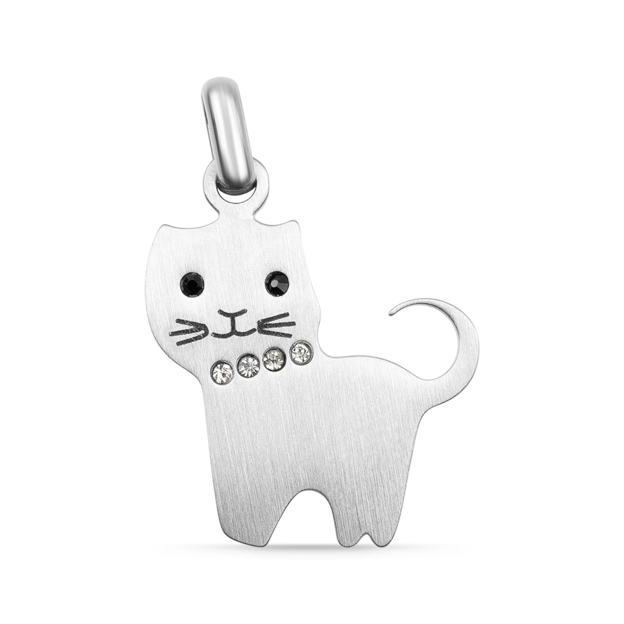 18K Gold PVD Stainless Steel Cat CZ Pendant