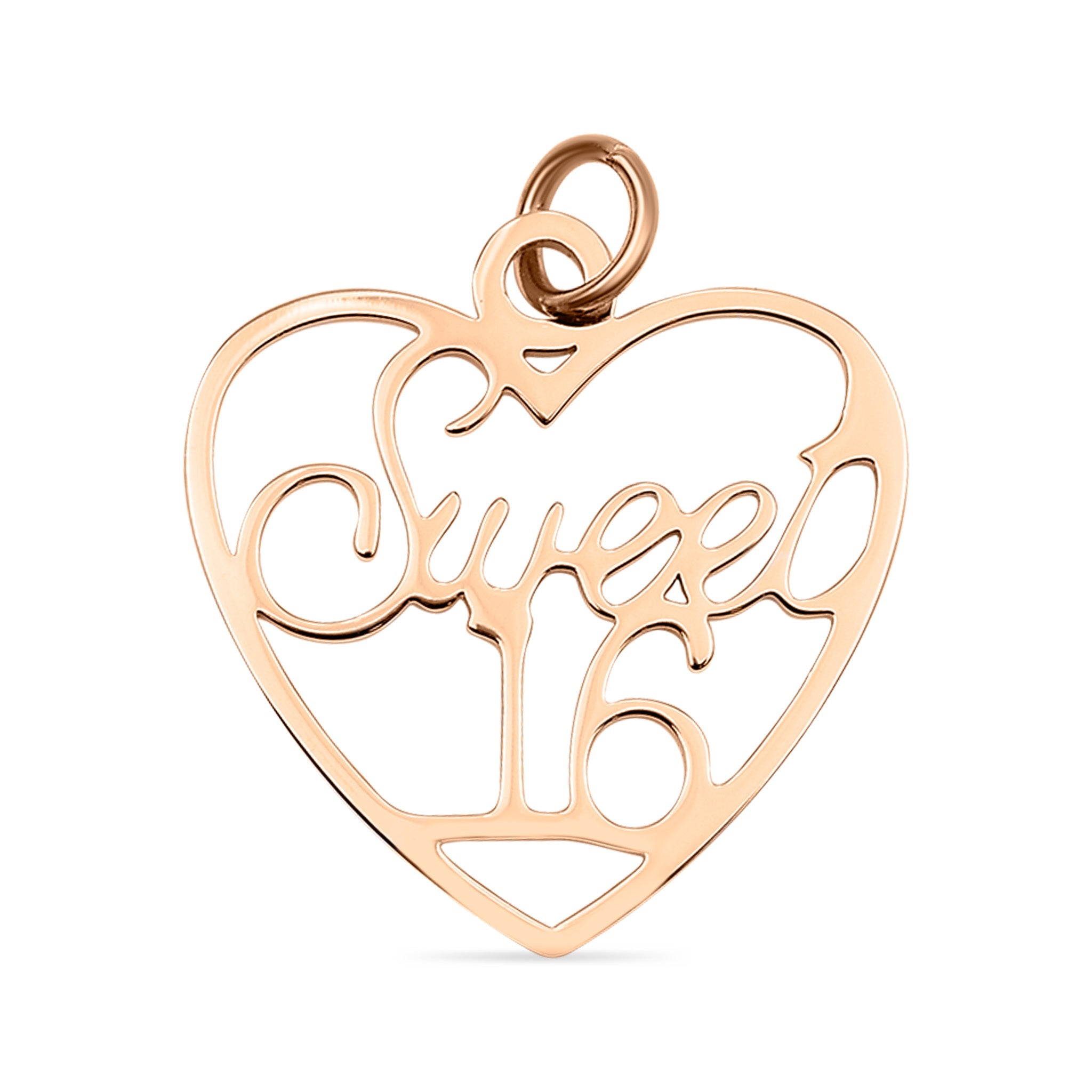 18k Rose Gold PVD Coated Stainless Steel "Sweet 16" Charm