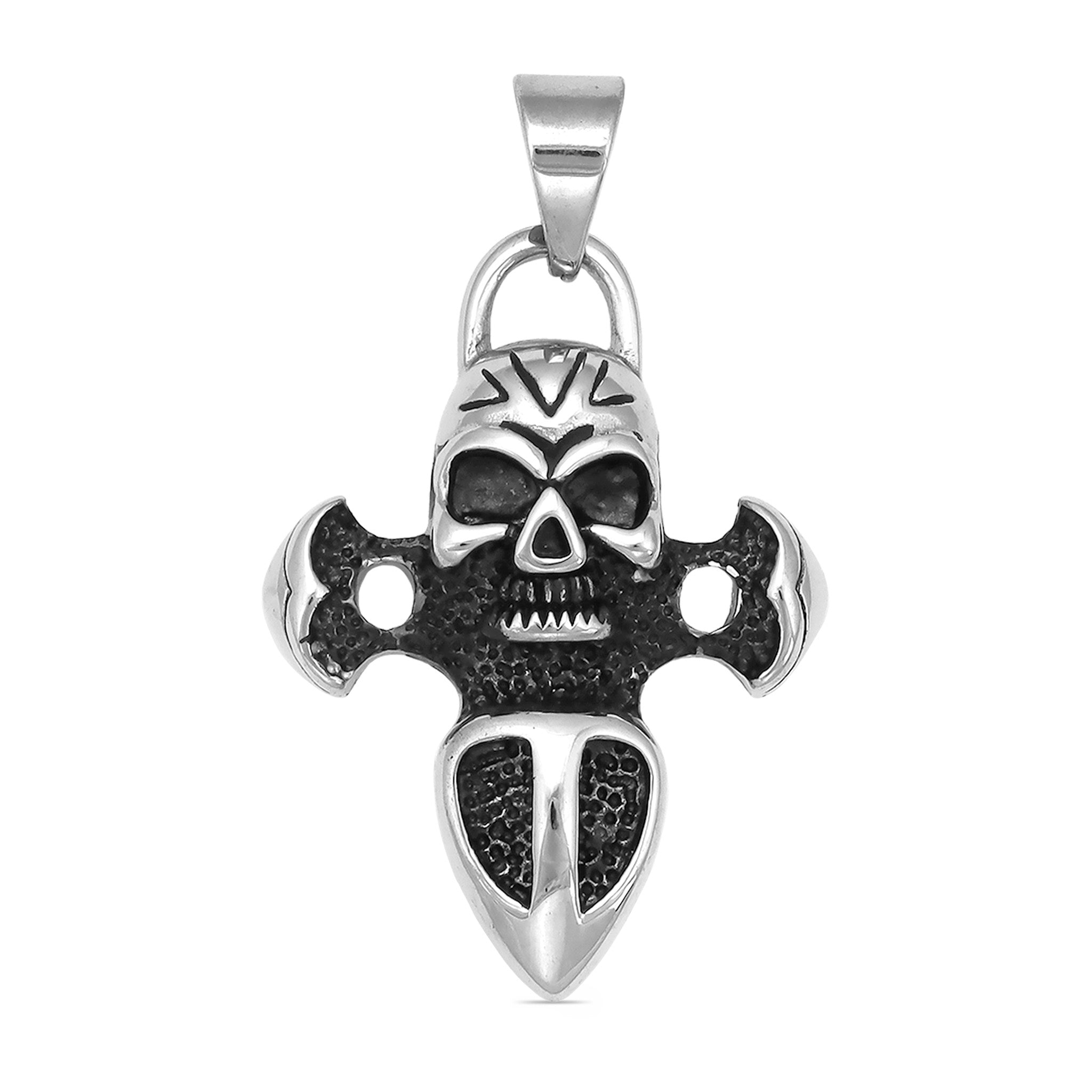 Stainless Steel Skull And Dagger Pendant