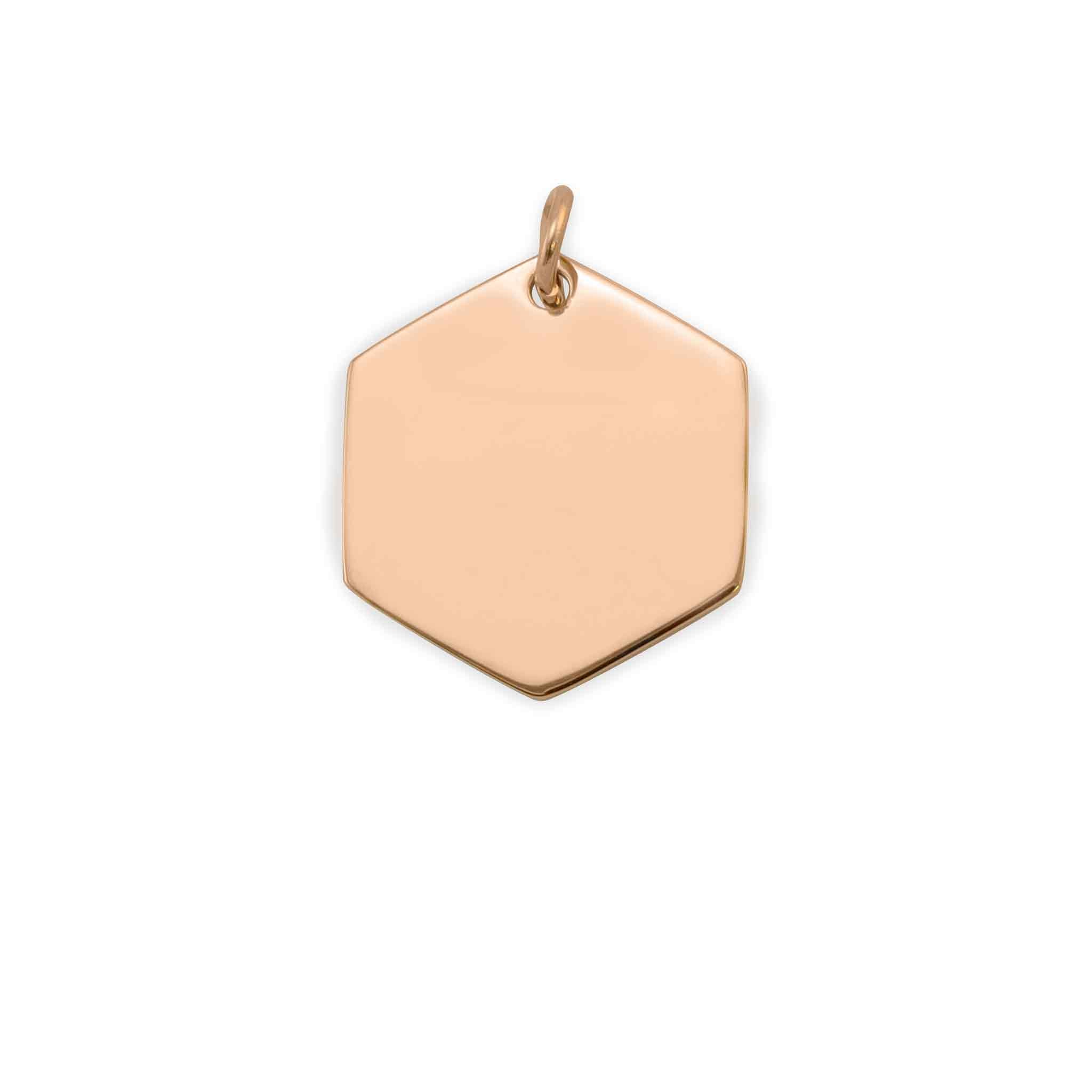18K Rose Gold PVD Stainless Steel Blank Hexagon Pendant