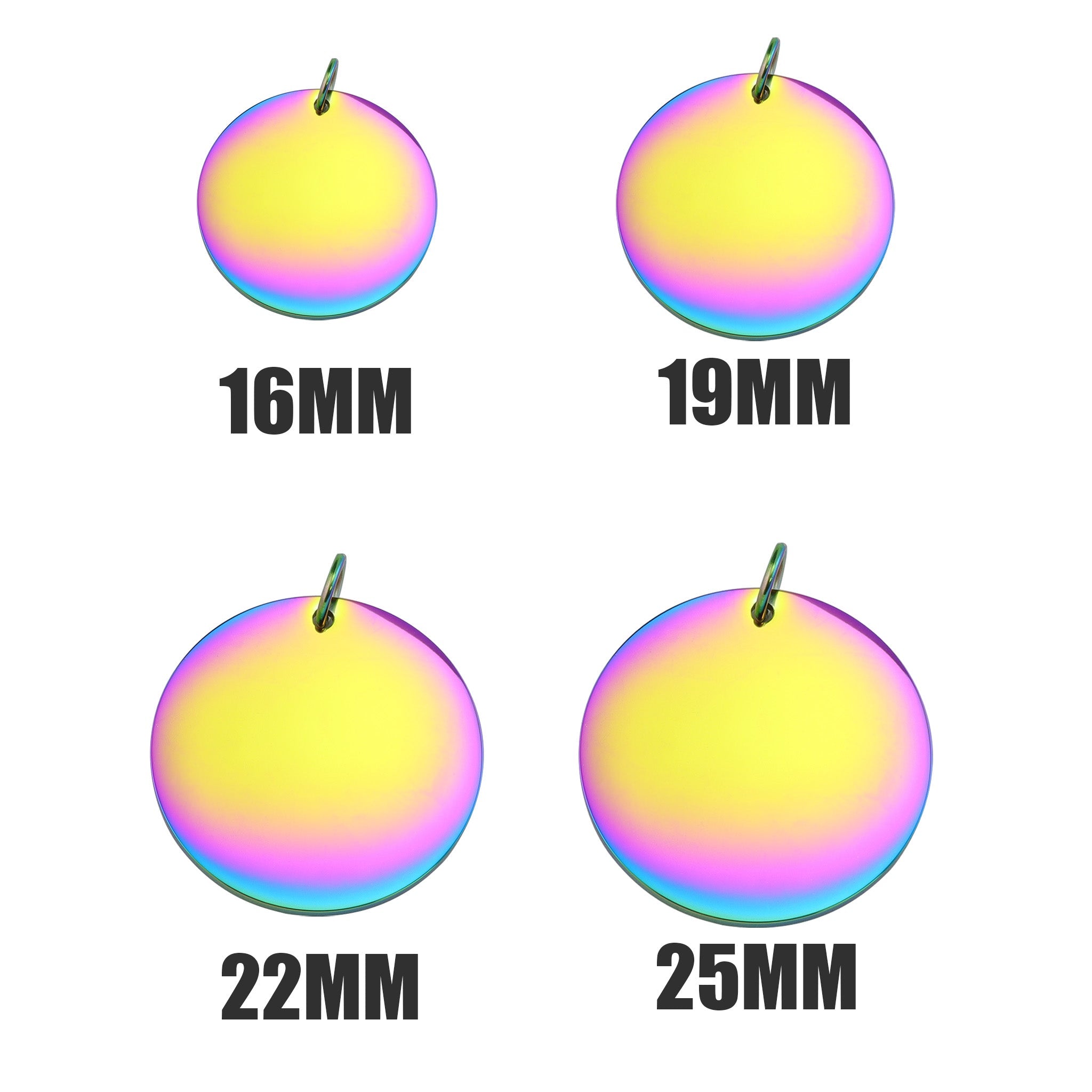 Rainbow Blank Stainless Steel Round Pendant