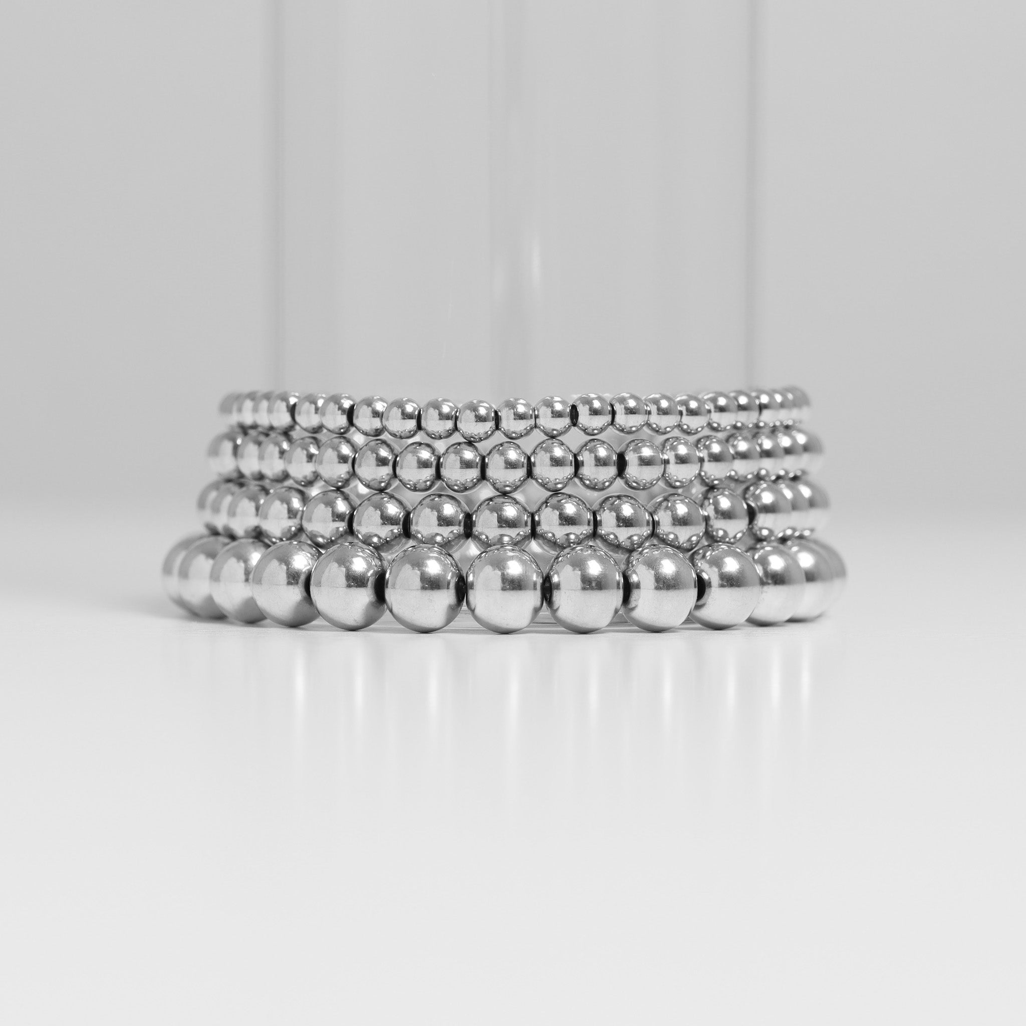 Stainless Steel Metal Bead Stretch Bracelet