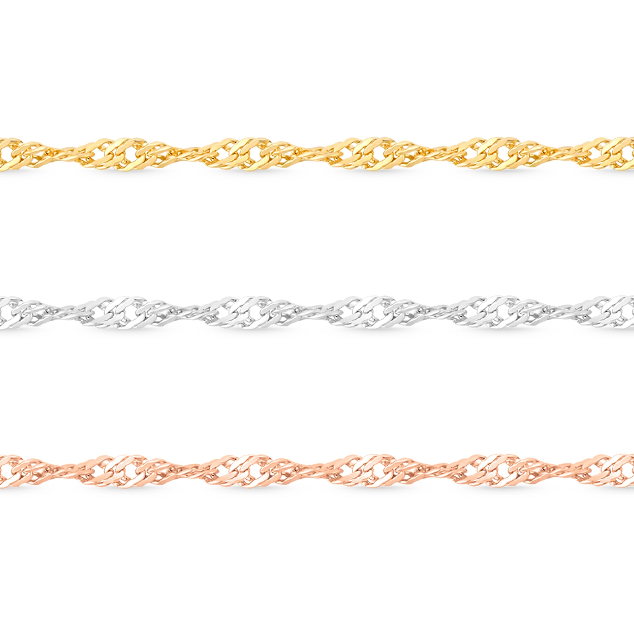 1.2 mm Singapore 14K Solid Gold Permanent Jewelry Chain - By the Inch
