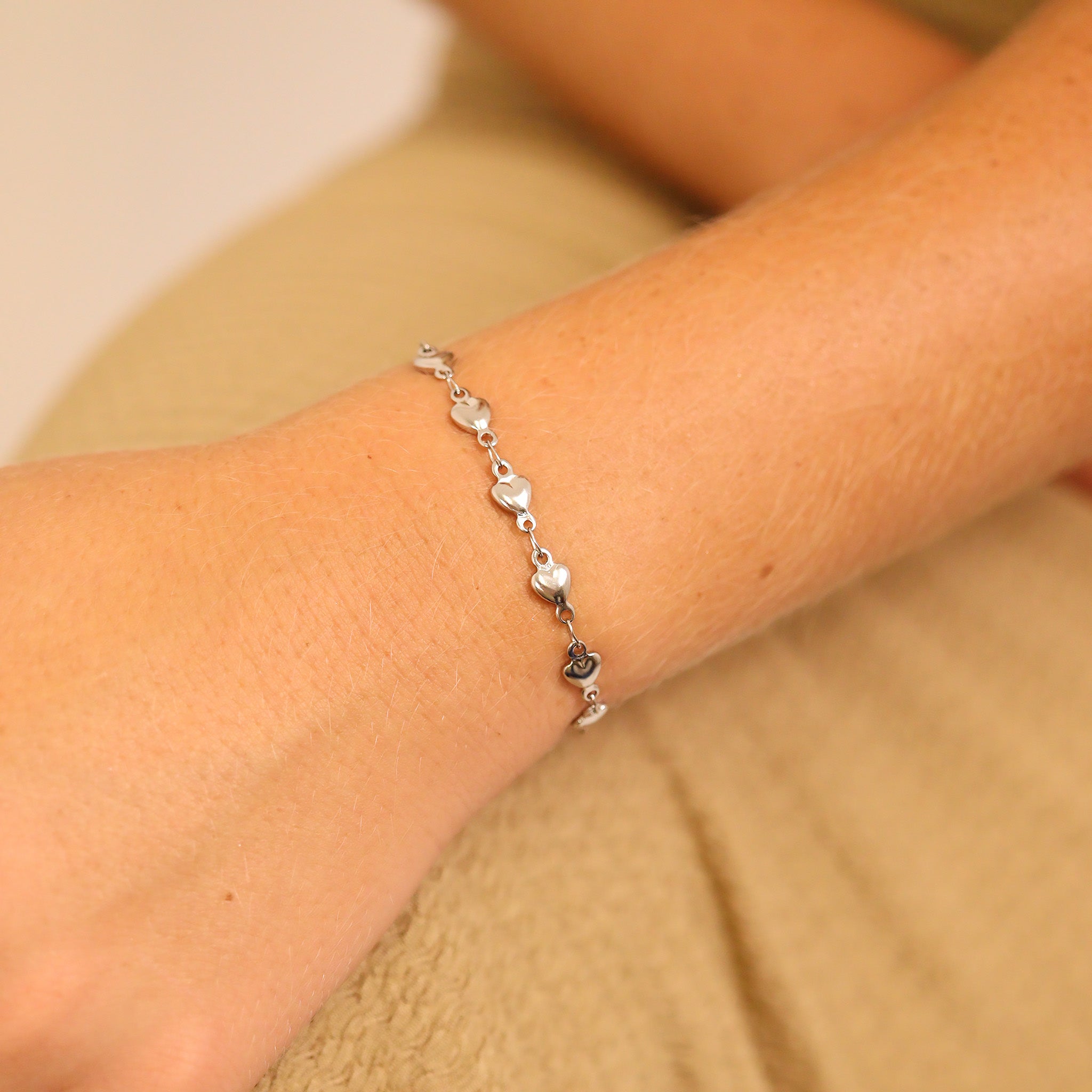 18K Gold PVD Stainless Steel Heart Connector Chain - By The Foot