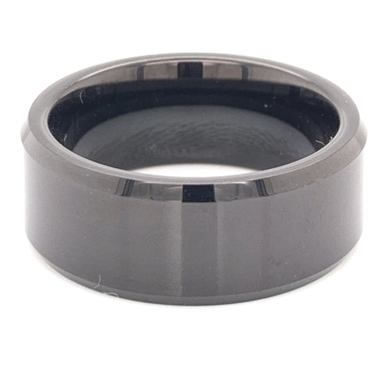 Polished Black Tungsten Comfort Fit Ring