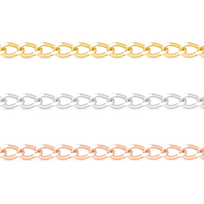 0.9mm Fine Diamond Cut Curb 14K Solid Gold Permanent Jewelry Chain - By the Inch