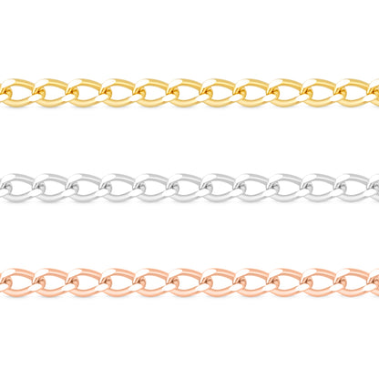 0.9mm Fine Diamond Cut Curb 14K Solid Rose Gold Permanent Jewelry Chain - By the Inch